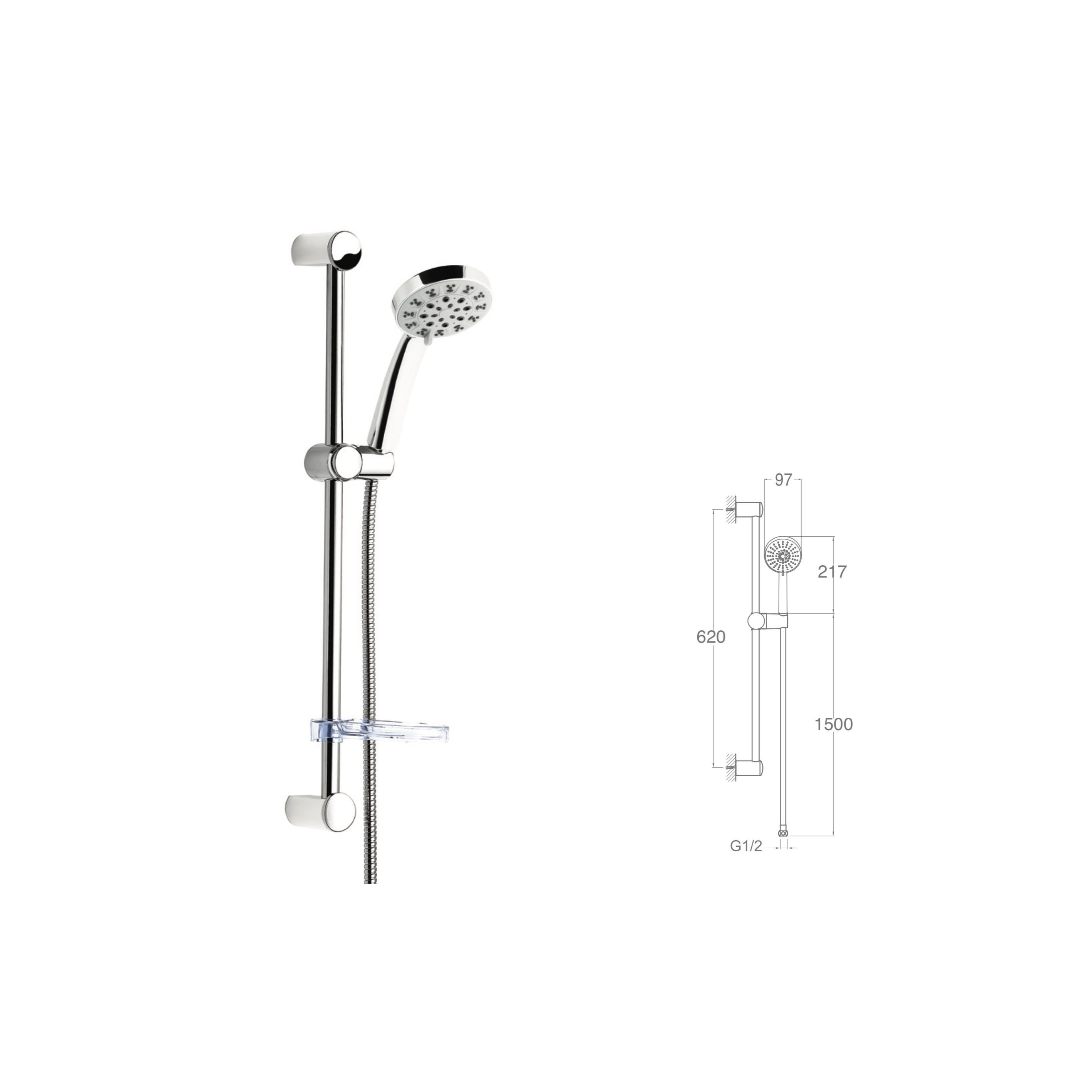SÜRGÜLÜ DUŞ SETİ + Ø20MM KROM KAPLI + 5 FONKSİYONLU