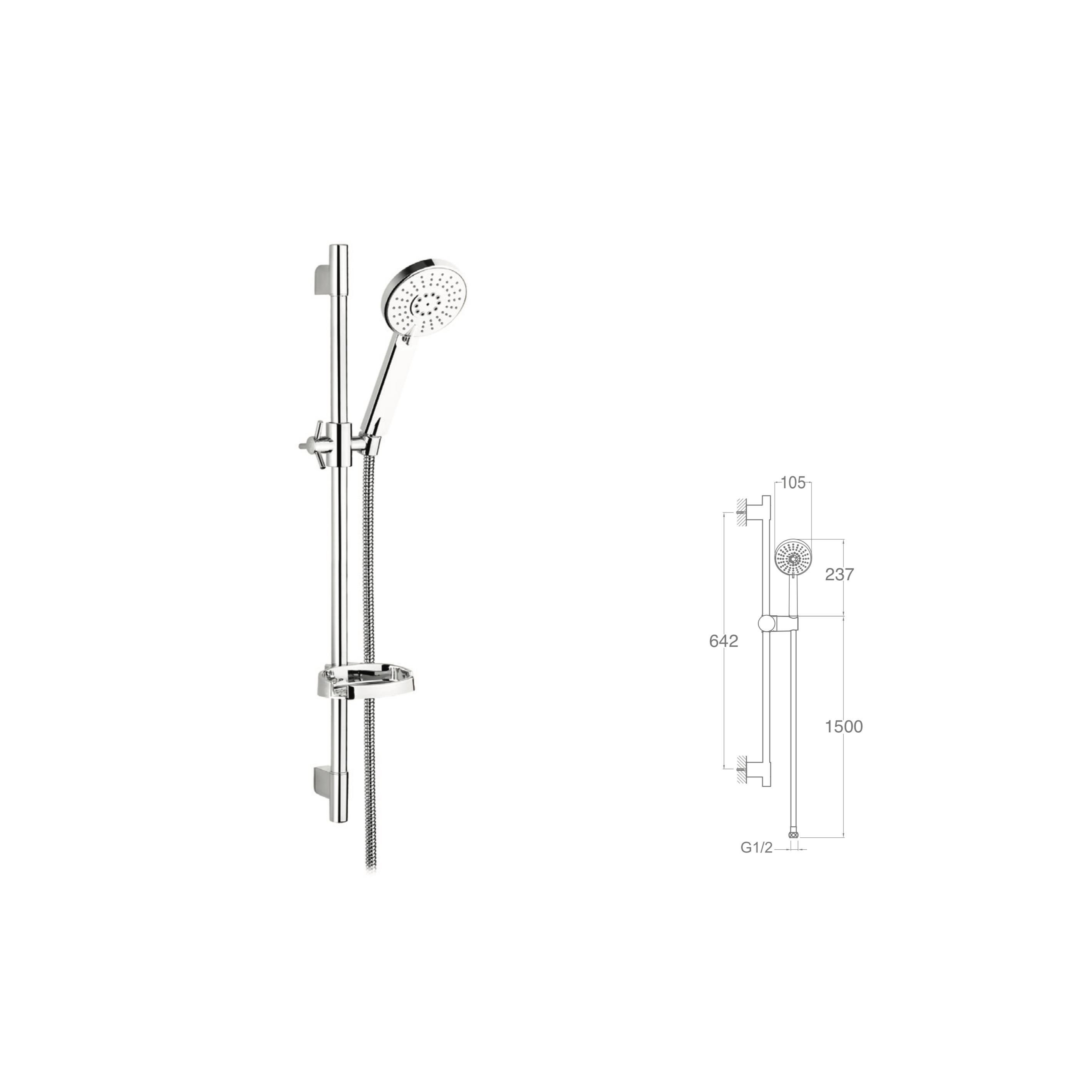 SÜRGÜLÜ DUŞ SETİ + Ø22MM KROM KAPLI + 3 FONKSİYONLU
