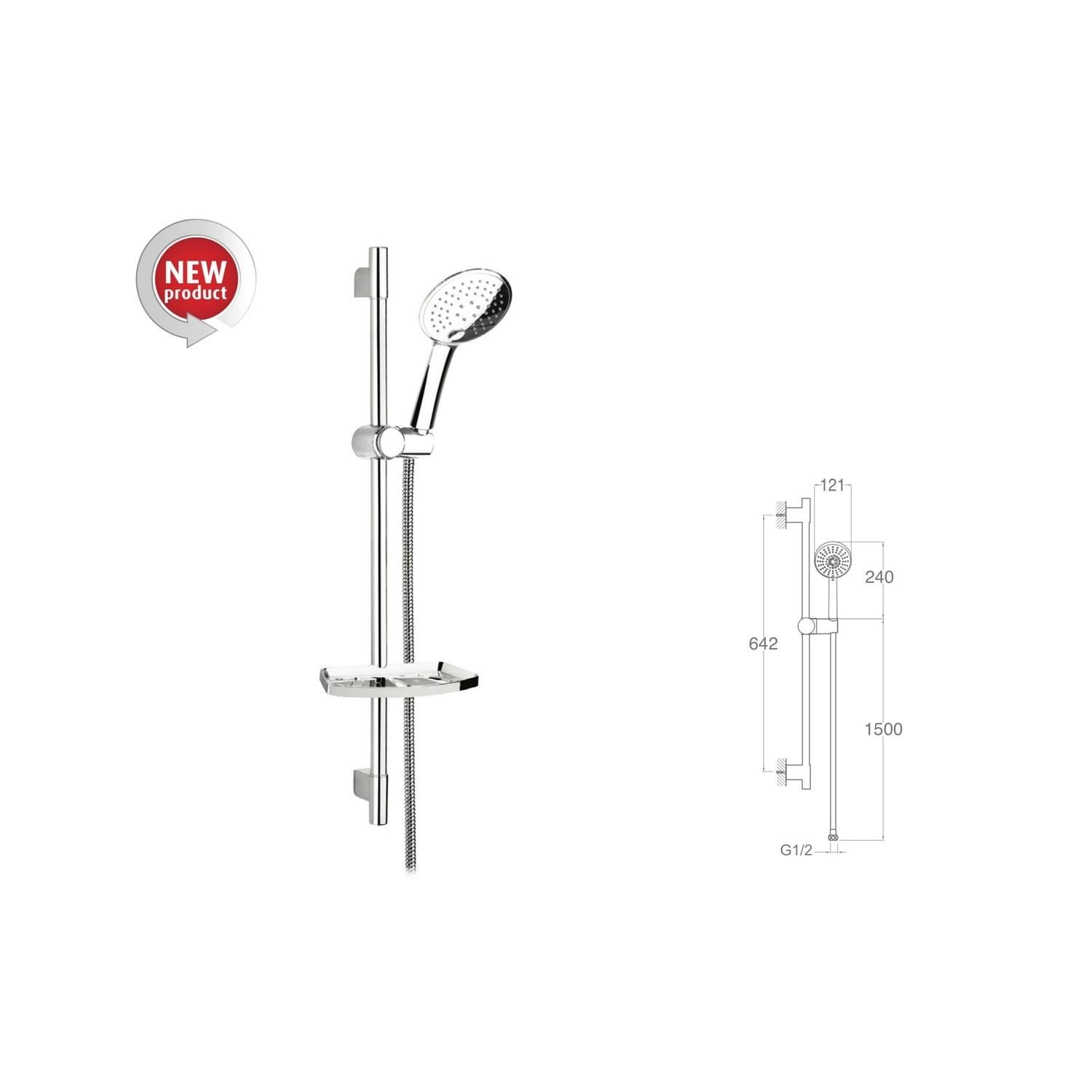SÜRGÜLÜ DUŞ SETİ + Ø22MM KROM KAPLI + 3 FONKSİYONLU