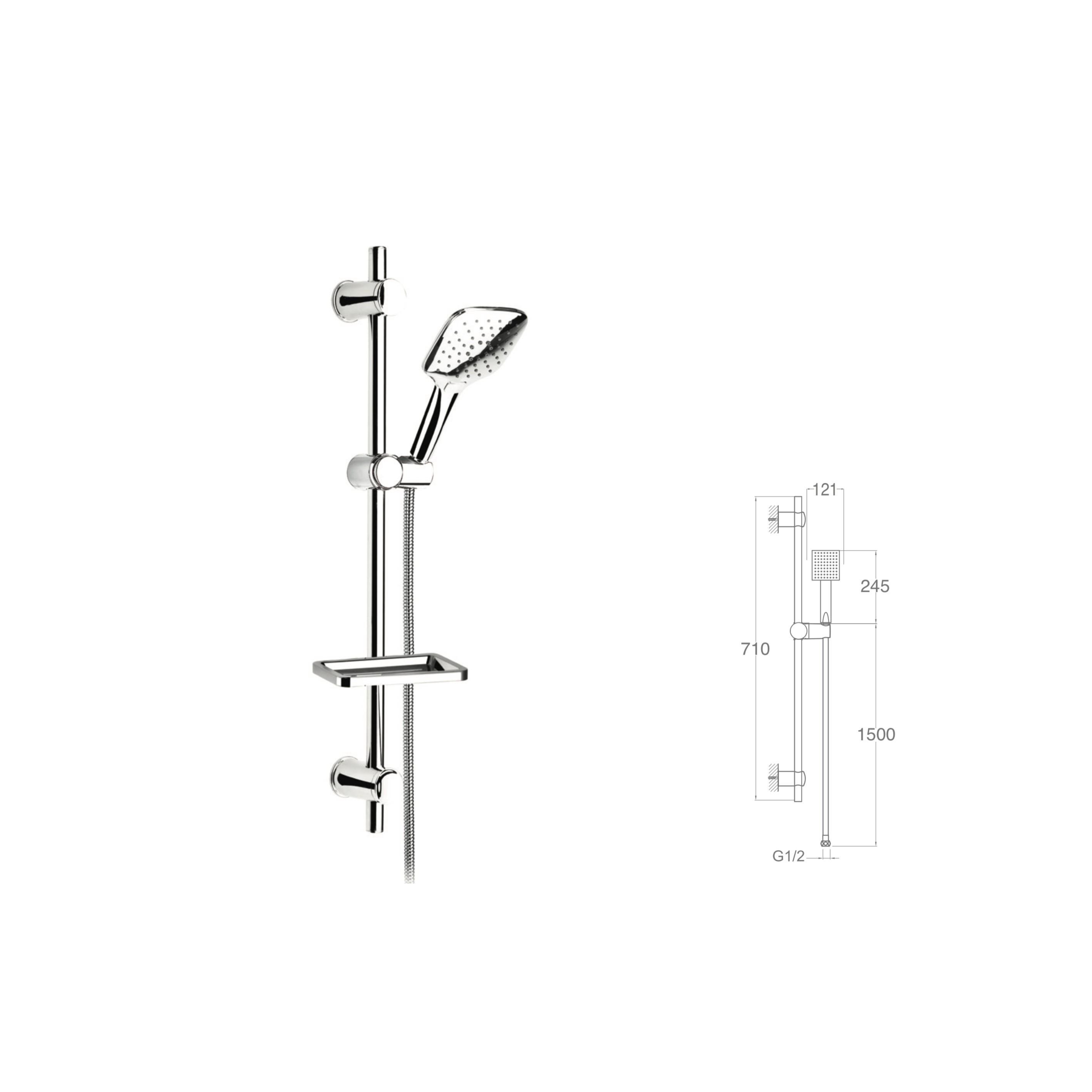 SÜRGÜLÜ DUŞ SETİ + Ø22MM KROM KAPLI + 3 FONKSİYONLU