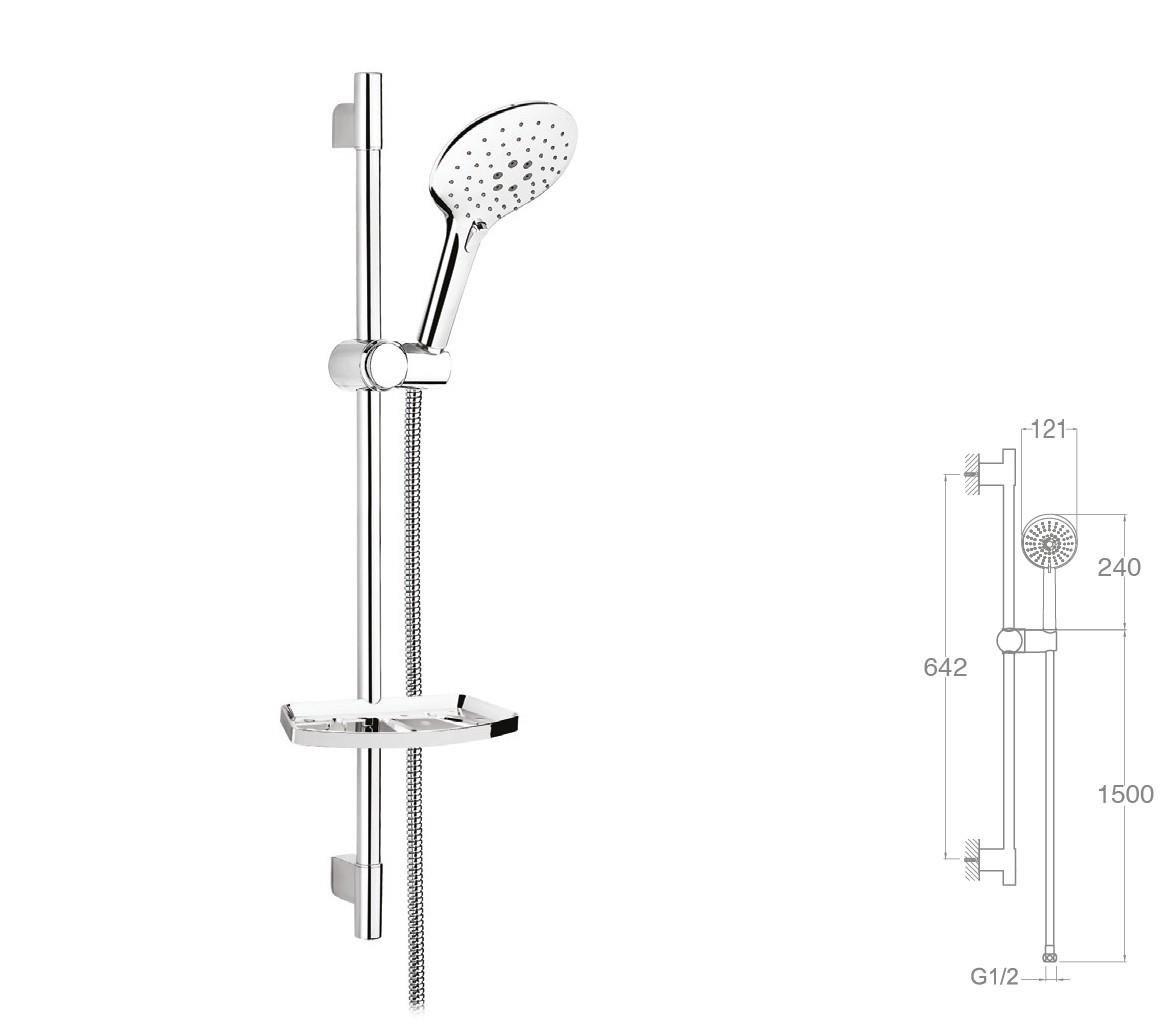 SÜRGÜLÜ DUŞ SETİ + Ø22MM KROM KAPLI + 3 FONKSİYONLU