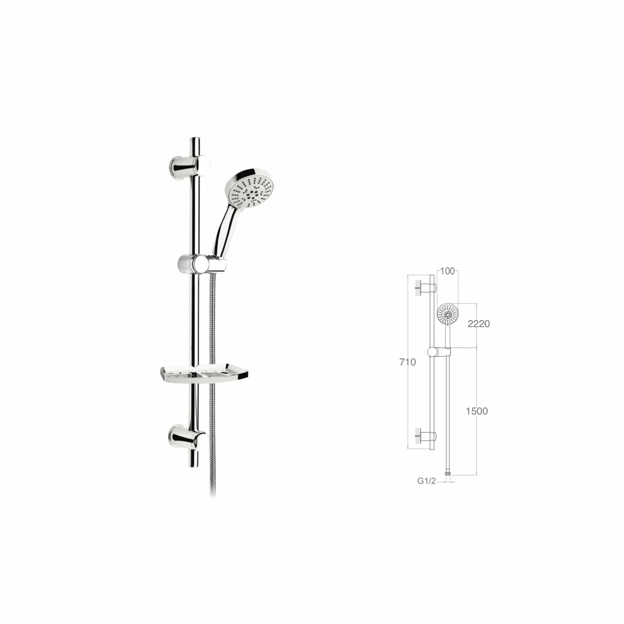 SÜRGÜLÜ DUŞ SETİ + Ø22MM KROM KAPLI + 5 FONKSİYONLU