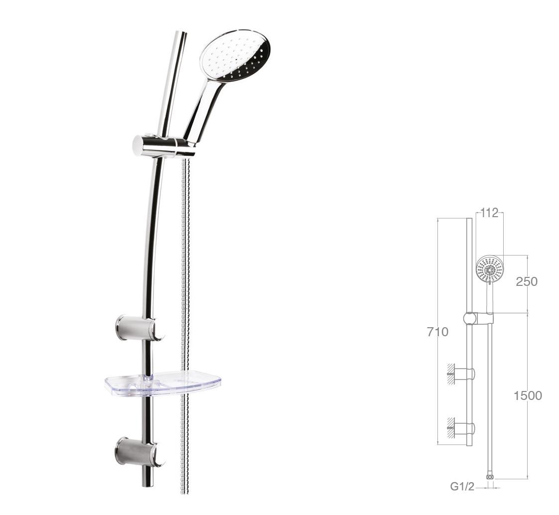 SÜRGÜLÜ DUŞ SETİ + Ø22MM KROM KAPLI + 5 FONKSİYONLU
