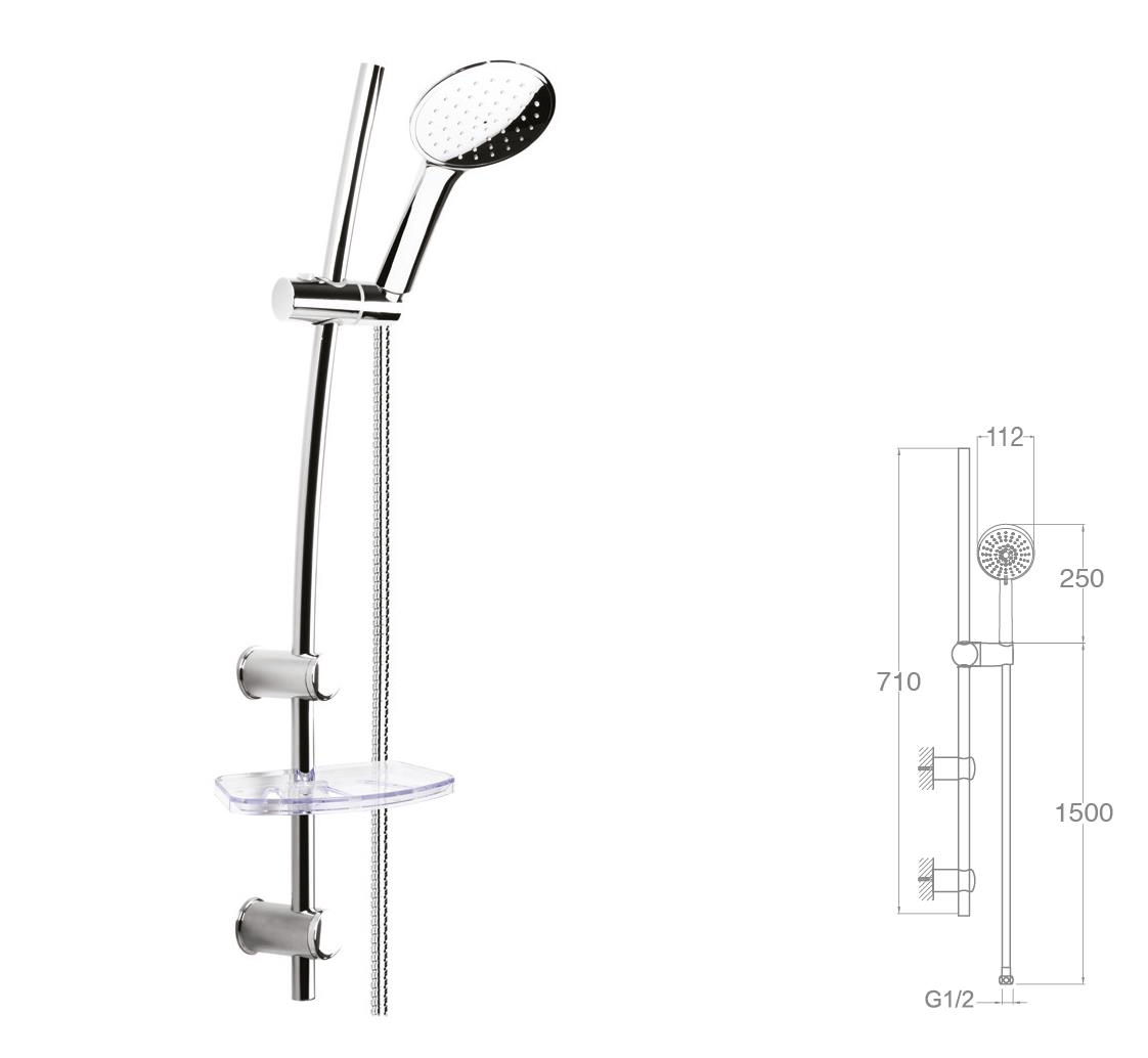 SÜRGÜLÜ DUŞ SETİ + Ø22MM KROM KAPLI + 5 FONKSİYONLU