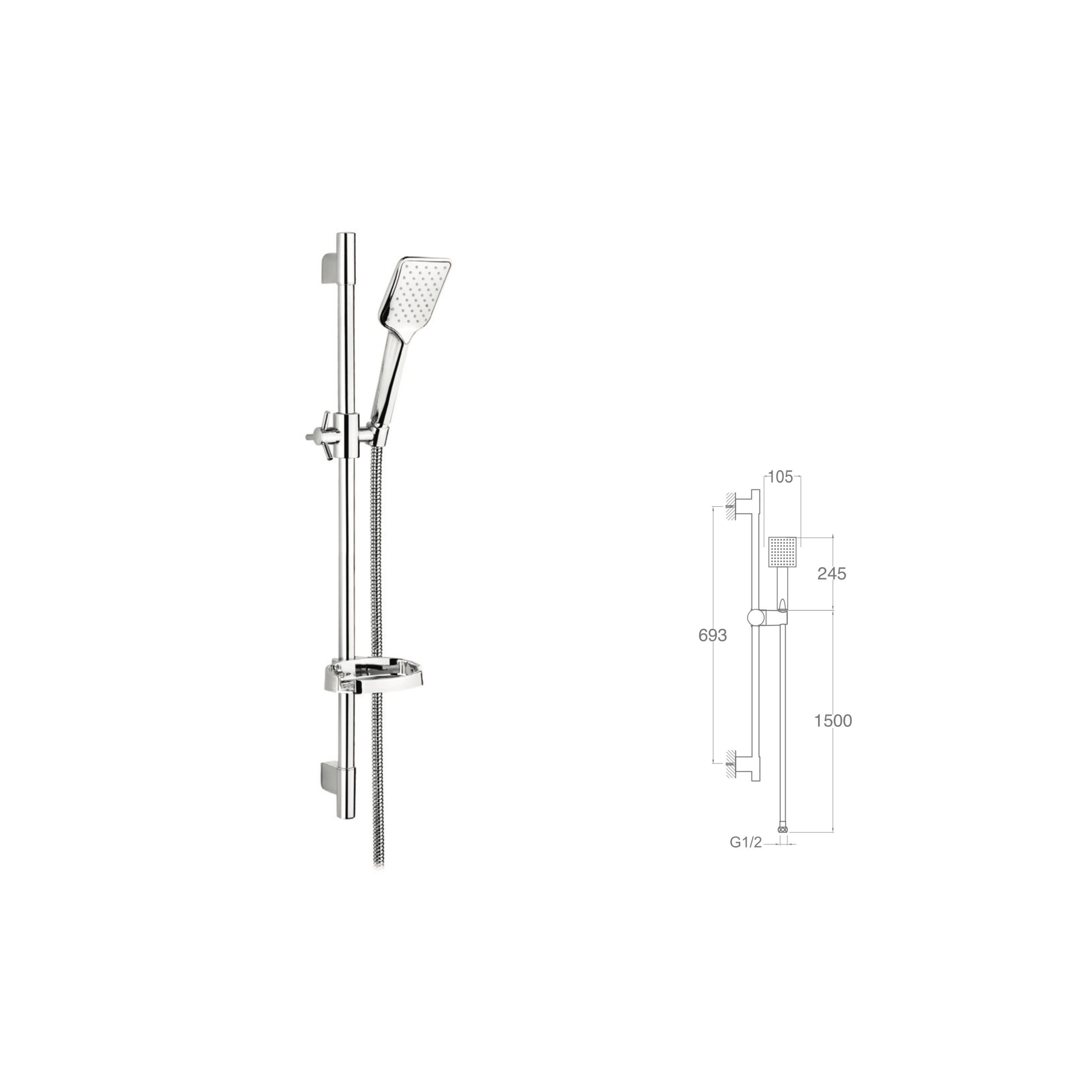SÜRGÜLÜ DUŞ SETİ + Ø22MM KROM KAPLI + ELDUŞU