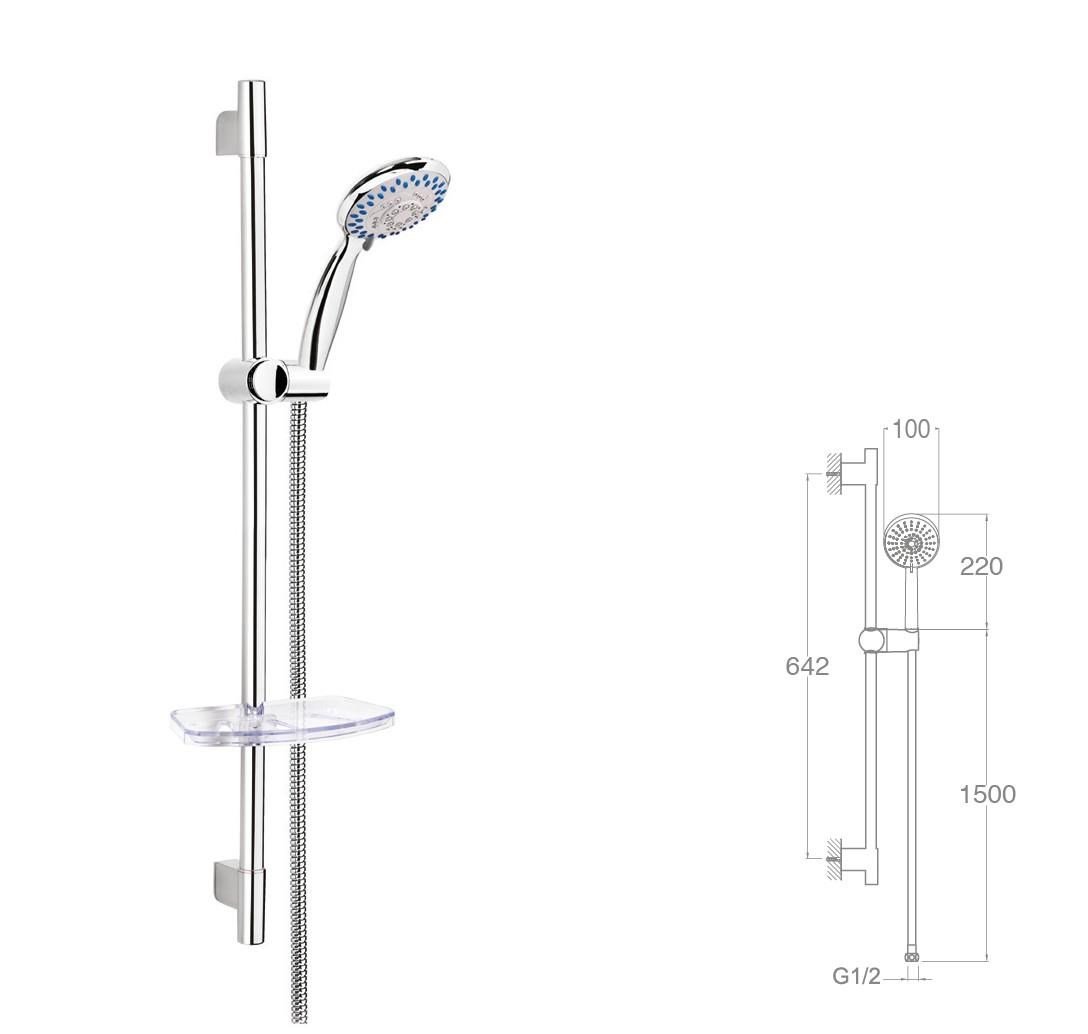 SÜRGÜLÜ DUŞ SETİ + Ø22MM PARLAK POLİSH + 5 FONKSİYONLU