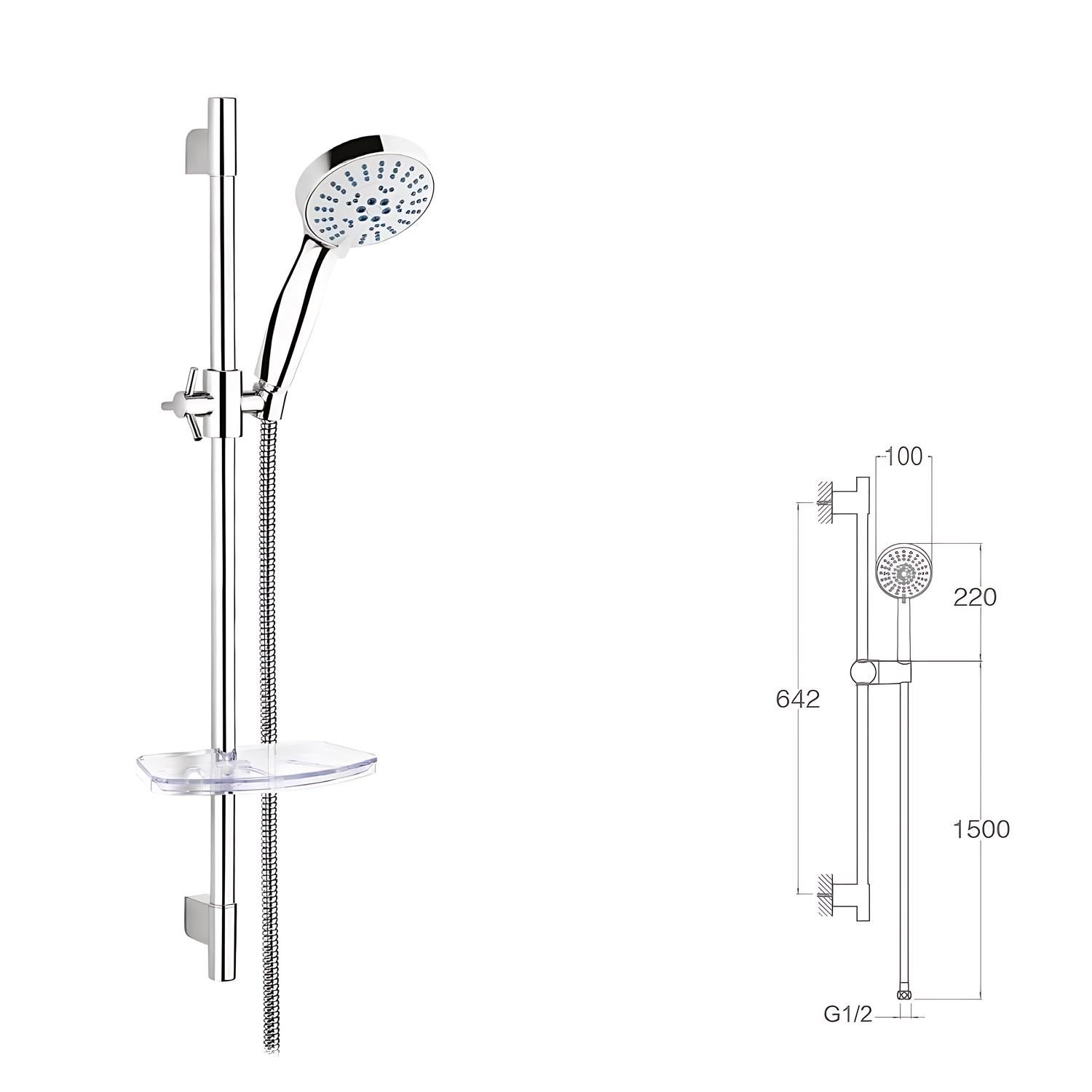 SÜRGÜLÜ DUŞ SETİ + Ø22MM PARLAK POLİSH + 5 FONKSİYONLU