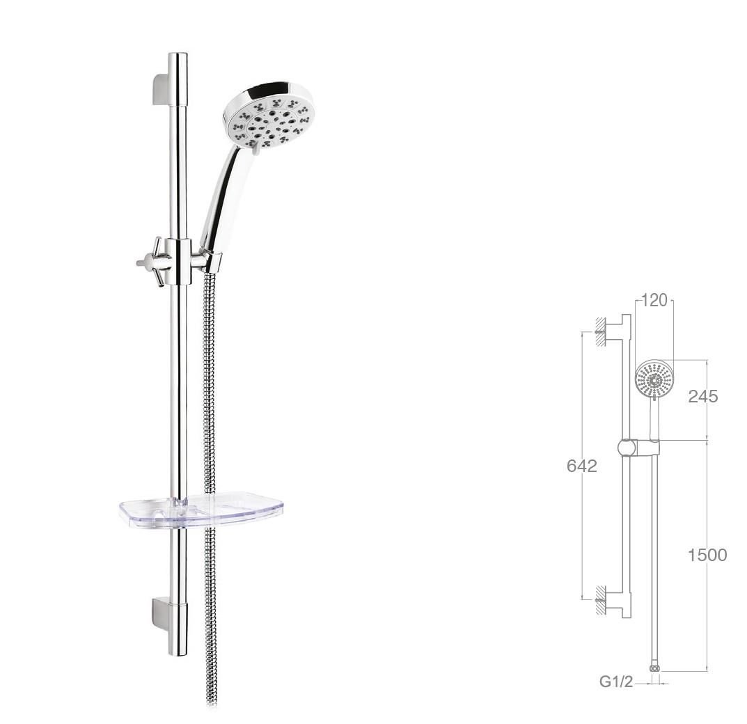 SÜRGÜLÜ DUŞ SETİ + Ø22MM PARLAK POLİSH + 5 FONKSİYONLU