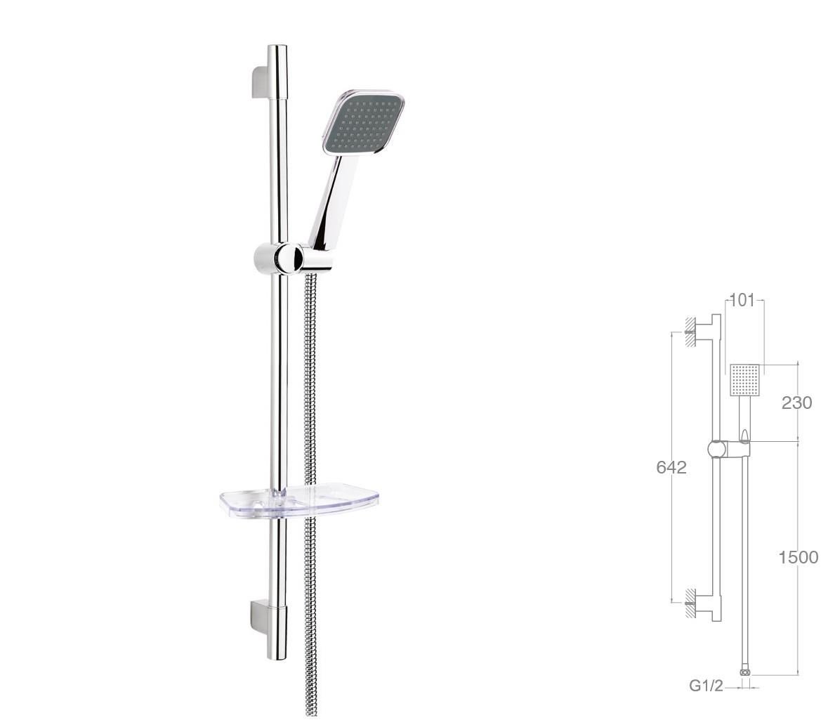 SÜRGÜLÜ DUŞ SETİ + Ø22MM PARLAK POLİSH + ELDUŞU