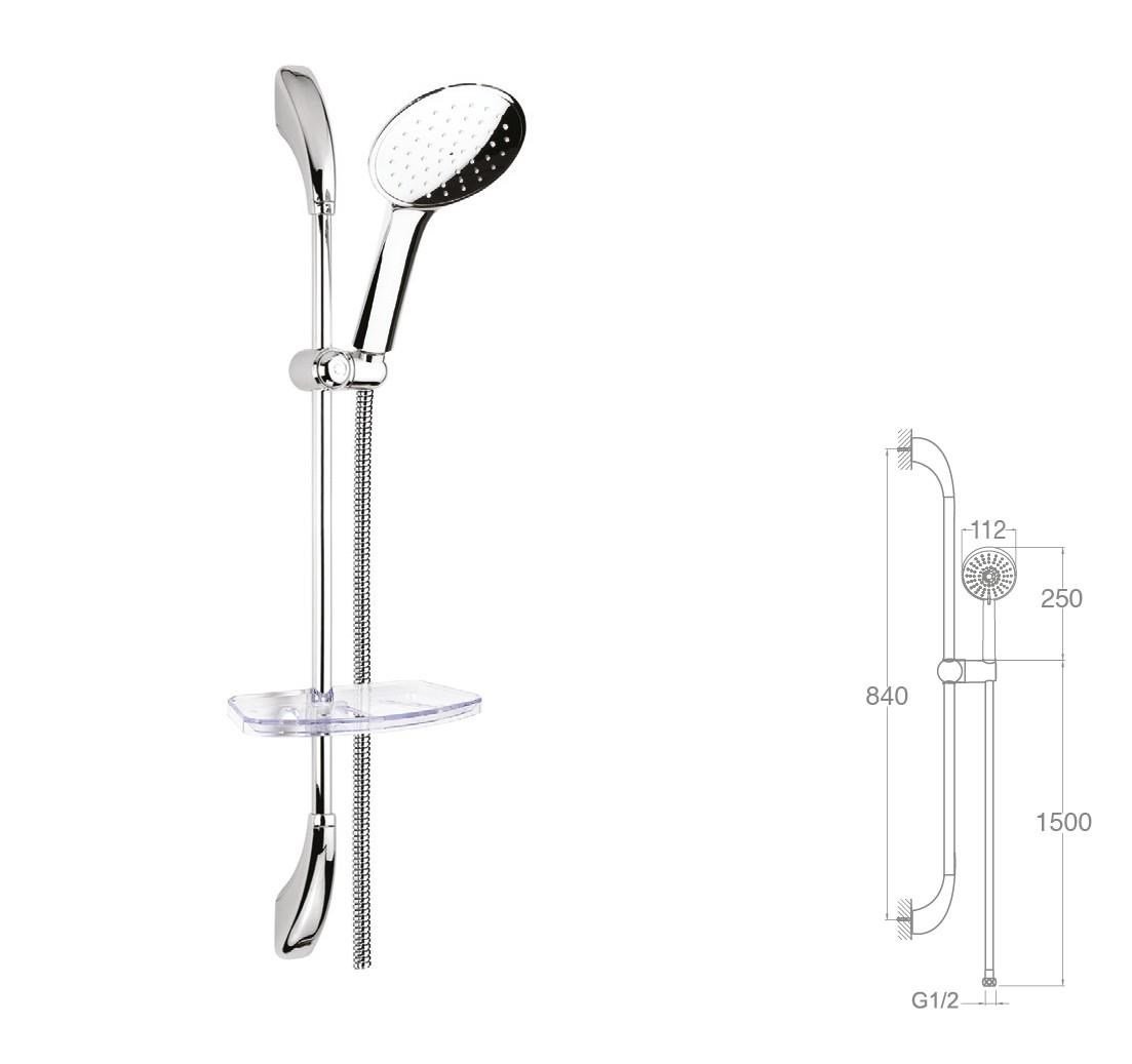 SÜRGÜLÜ DUŞ SETİ + Ø22MM PARLAK POLİSH + ELDUŞU