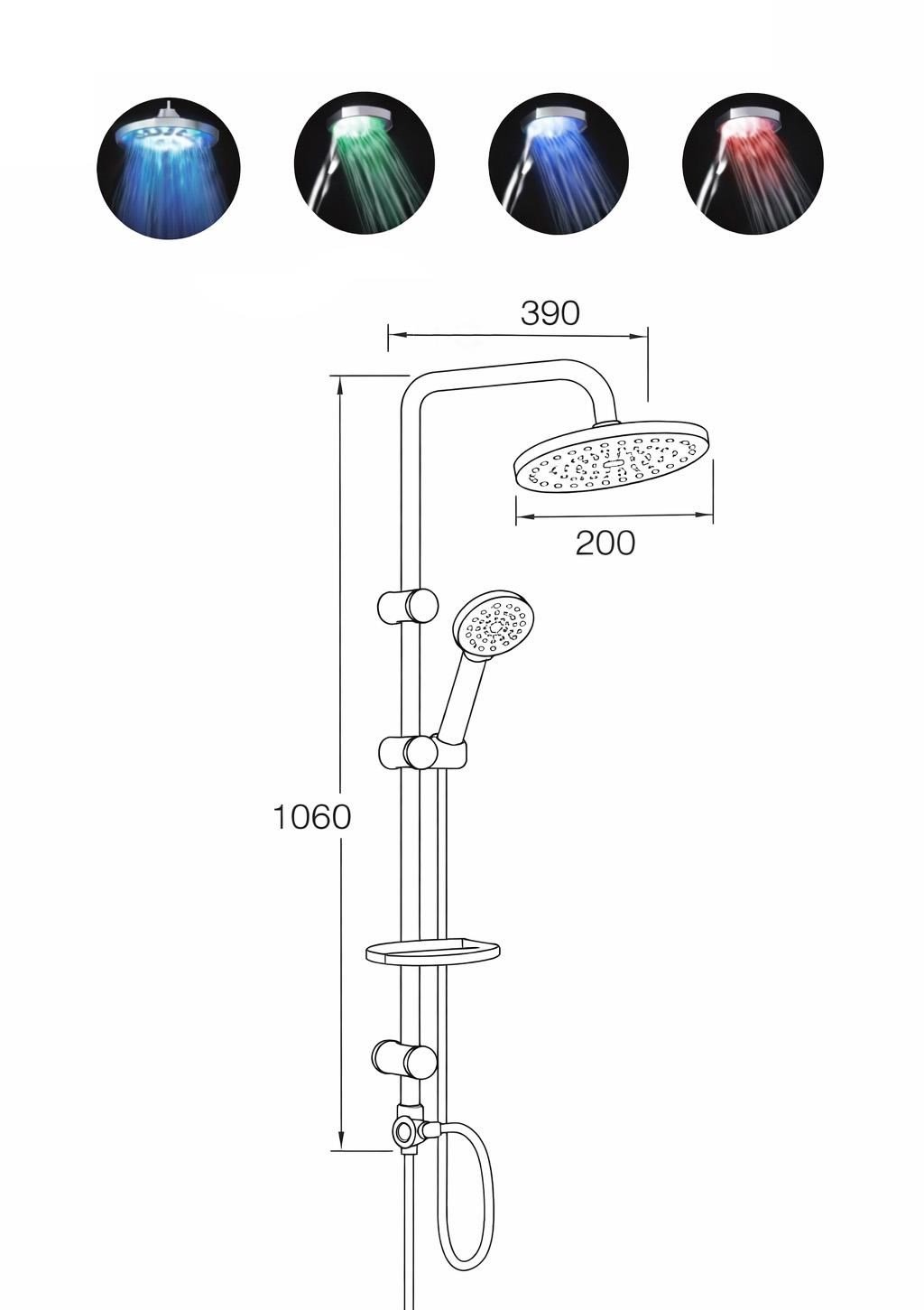 TOWER DUŞ SİSTEMİ Ø200MM YUVARLAK LED TEPE DUŞU
