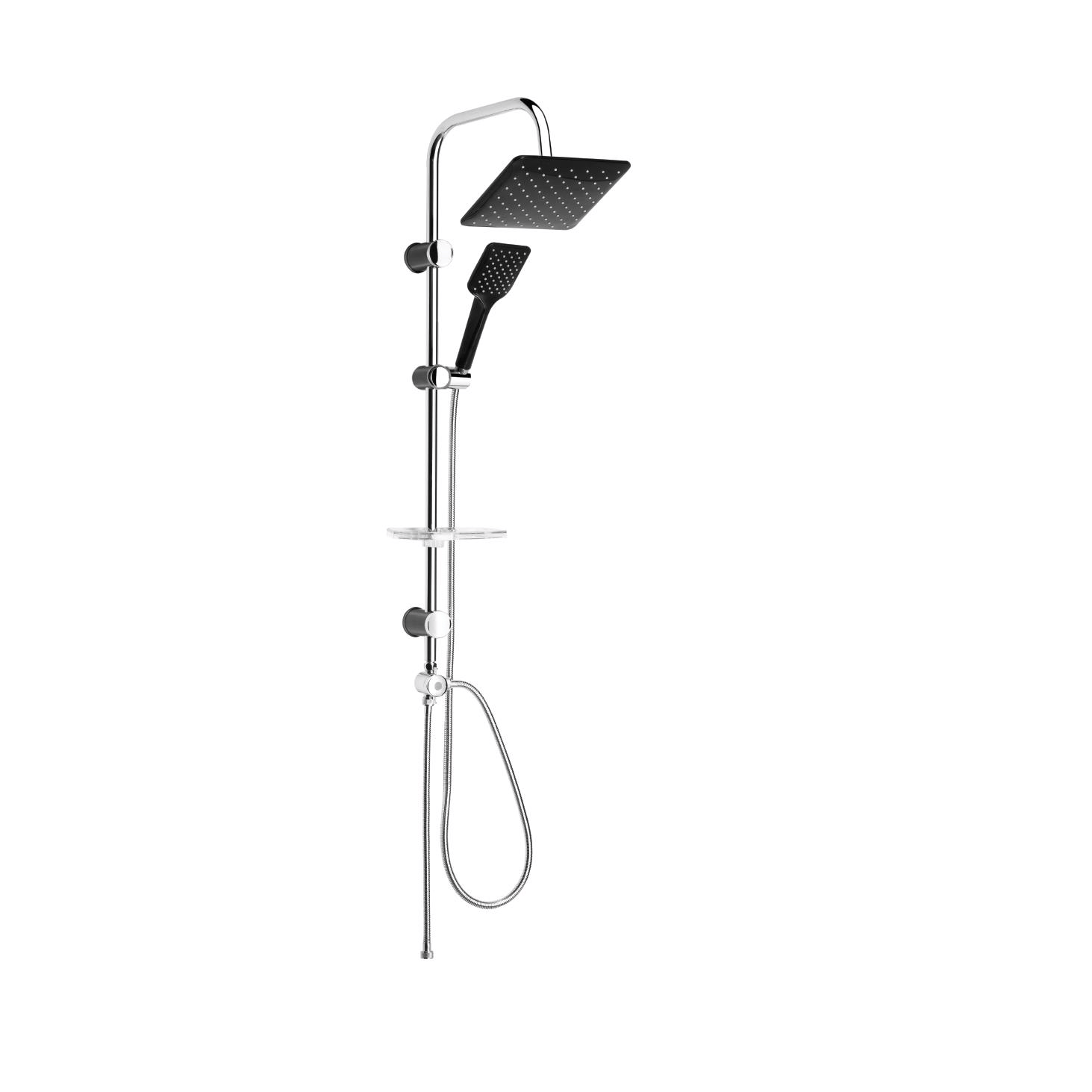 TOWER DUŞ SİSTEMİ 200X200MM KARE TEPE DUŞU SİYAH-KROM