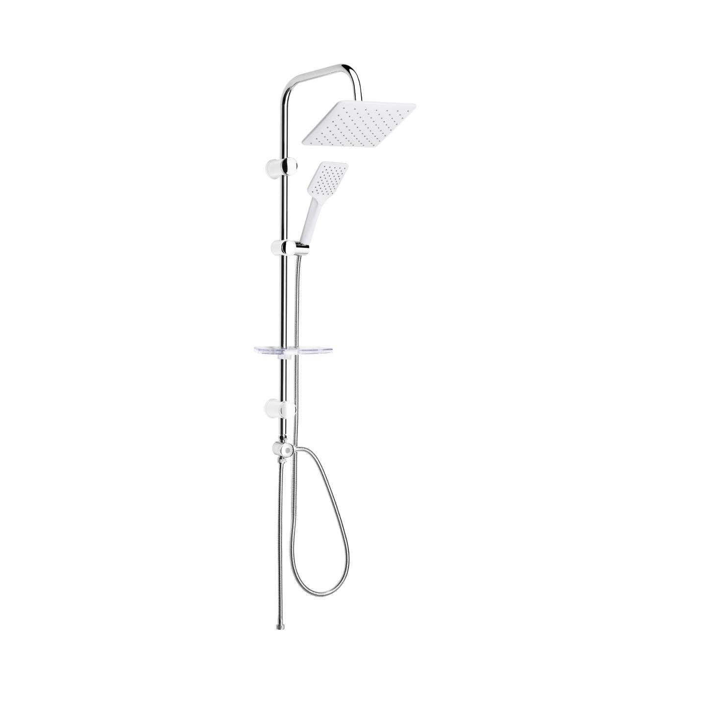 TOWER DUŞ SİSTEMİ 200X200MM KARE TEPE DUŞU BEYAZ-KROM
