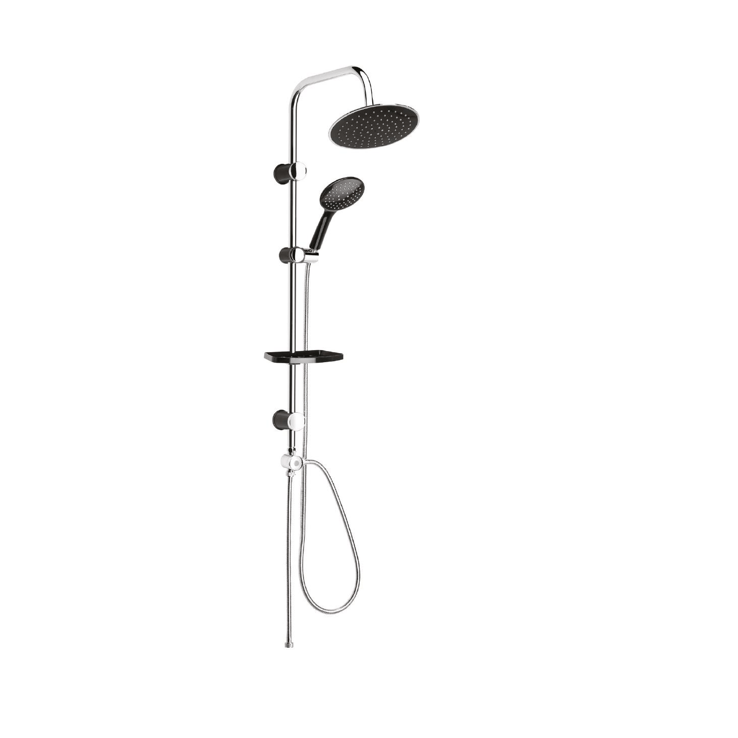 TOWER DUŞ SİSTEMİ Ø220MM YUVARLAK TEPE DUŞU SİYAH-KROM