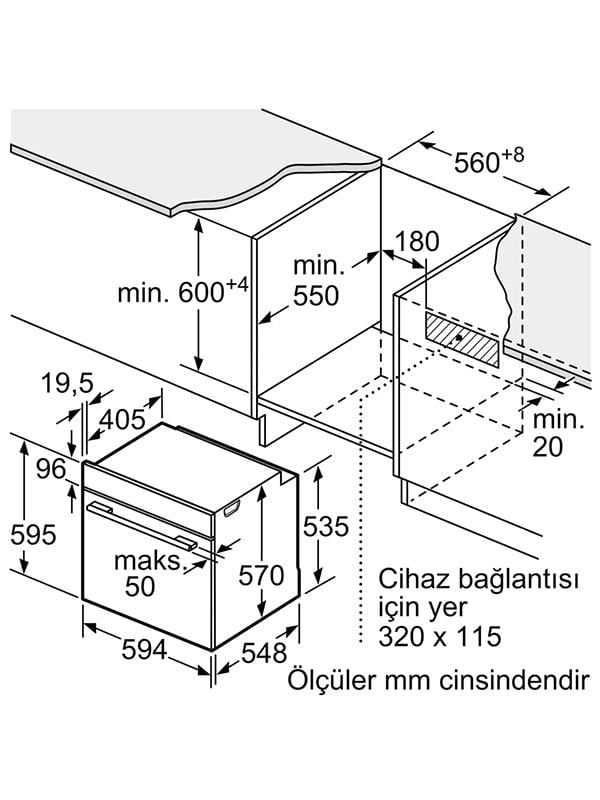 Bosch HUA717BA0T Buhar Destekli Ankastre Fırın Siyah