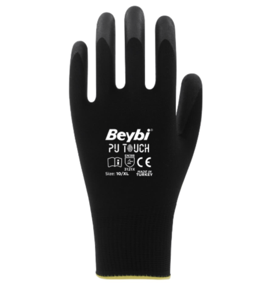 Beybi PN Zebra Kırmızı Siyah Polyester Örme Nitril Eldiven No: 10- 288 Çift