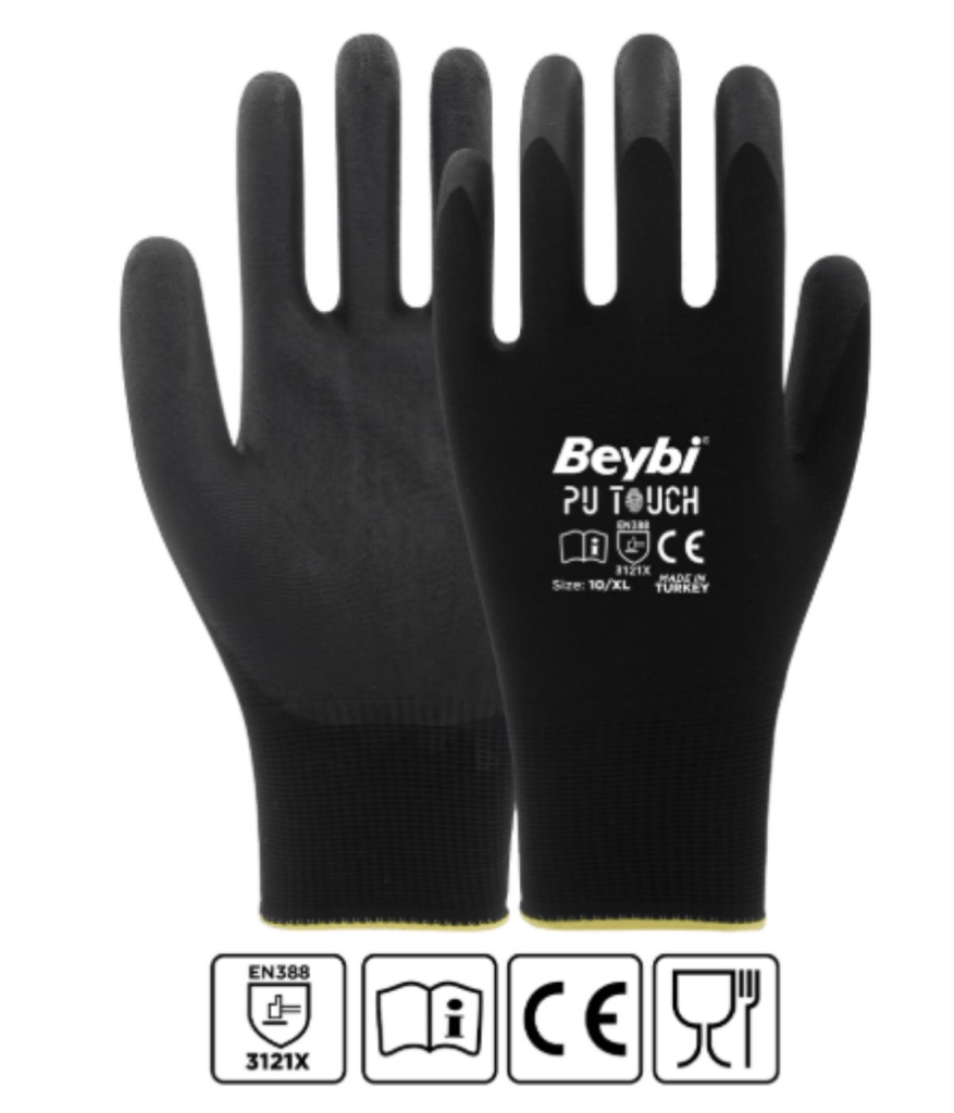 Beybi PN Zebra Kırmızı Siyah Polyester Örme Nitril Eldiven No: 10- 288 Çift