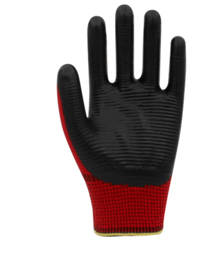 Beybi PN Zebra Kırmızı Siyah Polyester Örme Nitril Eldiven No: 9- 288 Çift