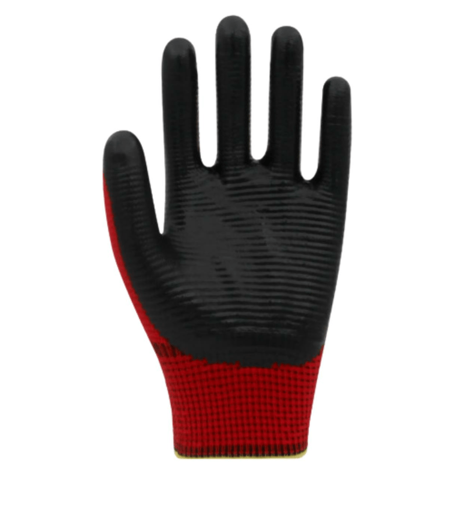 Beybi PN3 Zebra Polyester Kırmızı Örme Nitril Eldiven No:9 -288 Çift