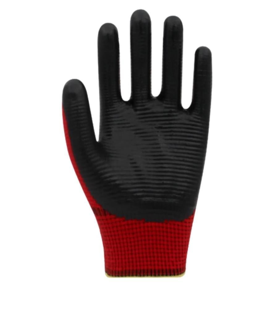 Beybi PN3 Zebra Polyester Kırmızı Örme Nitril Eldiven No:9 - 288 Çift