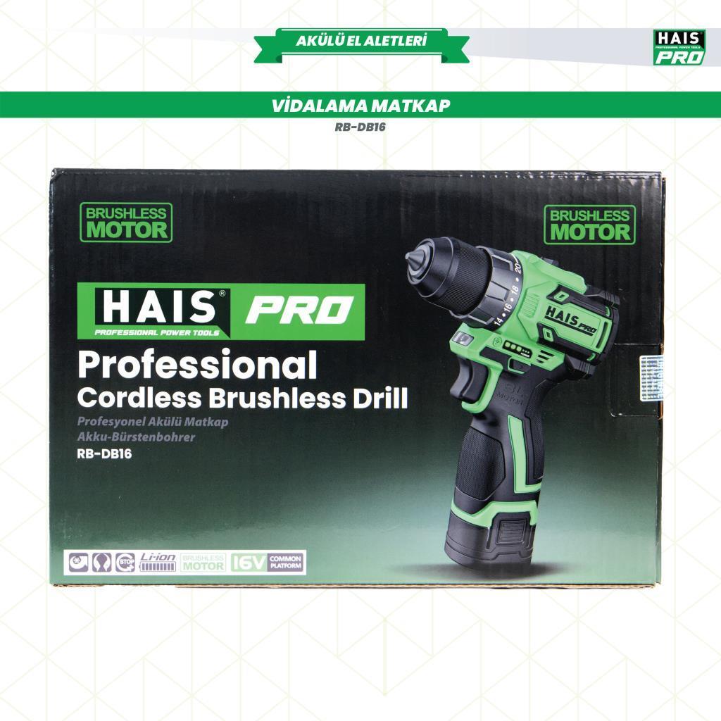 HAİS PRO AKÜLÜ VİDALAMA MATKAP 16V 2.0 Ah. RB-DB16  HAISPRO.4840001