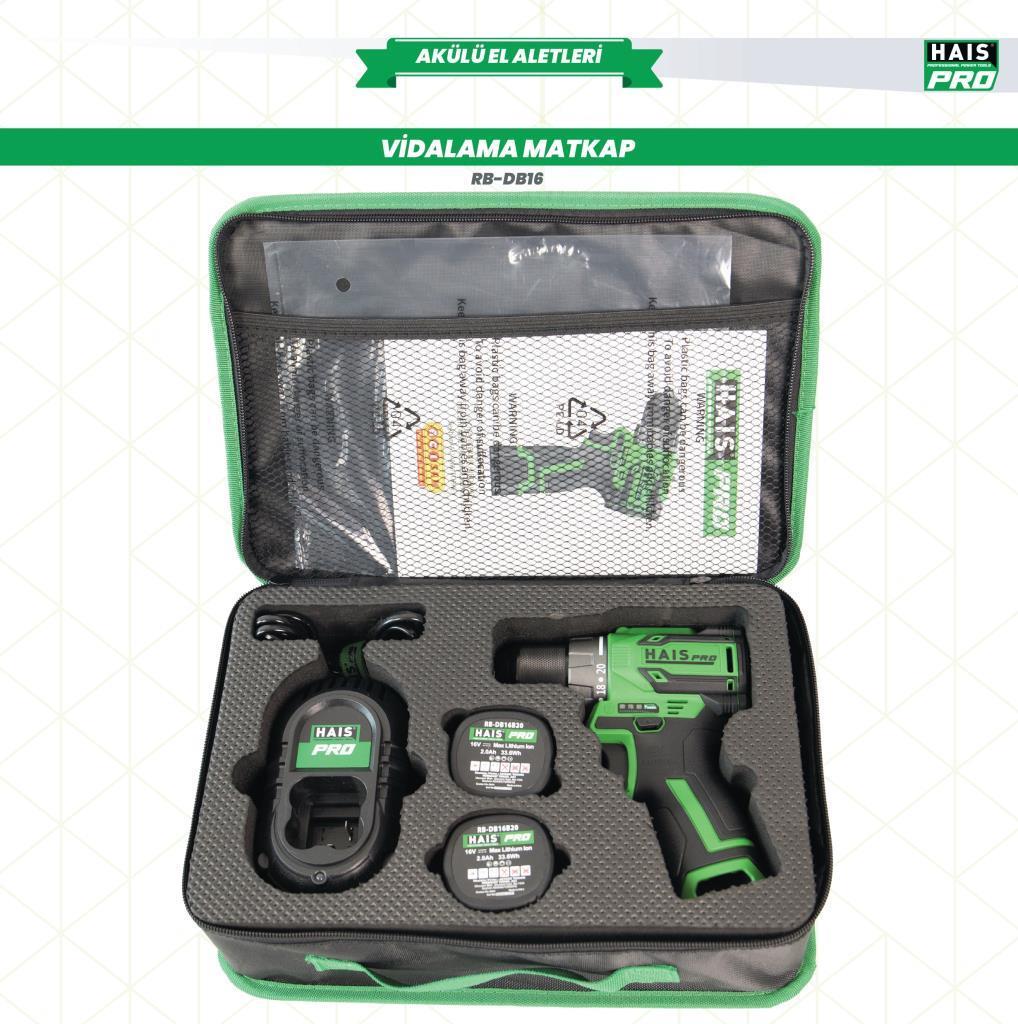 HAİS PRO AKÜLÜ VİDALAMA MATKAP 16V 2.0 Ah. RB-DB16  HAISPRO.4840001