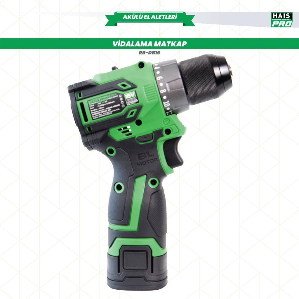 HAİS PRO AKÜLÜ VİDALAMA MATKAP 16V 2.0 Ah. RB-DB16  HAISPRO.4840001