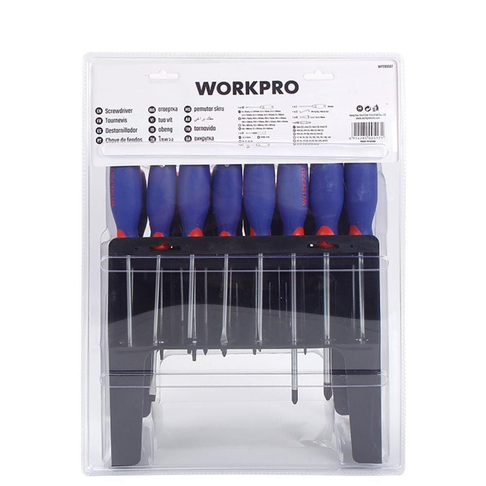 WORKPRO WP200507 100 Parça Duvar Askı Aparatlı Profesyonel CR-V Manyetik Tornavida ve Bits Uç Seti