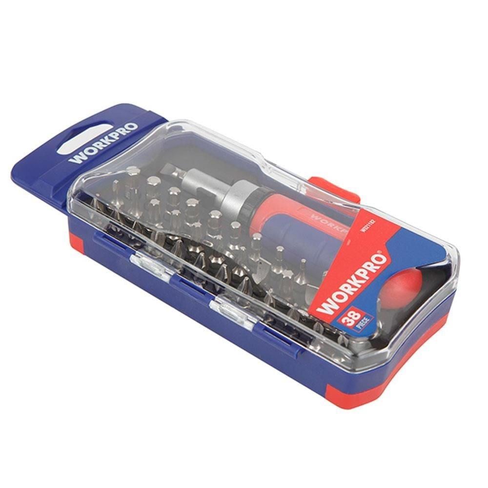 WORKPRO WP200517 38 Parça Profesyonel CR-V Cırcırlı Bits Tornavida Seti
