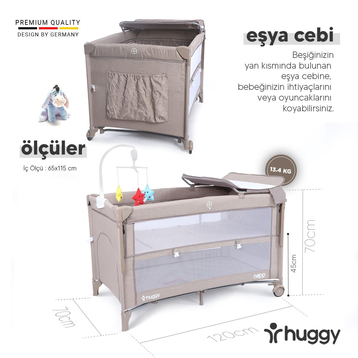  Huggy Napp 6 In 1 Anne Yani Park Yatak Oyun Parkı 70X120 XL