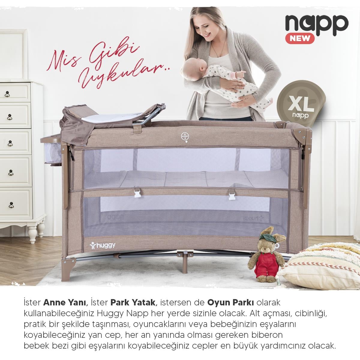  Huggy Napp 6 In 1 Anne Yani Park Yatak Oyun Parkı 70X120 XL