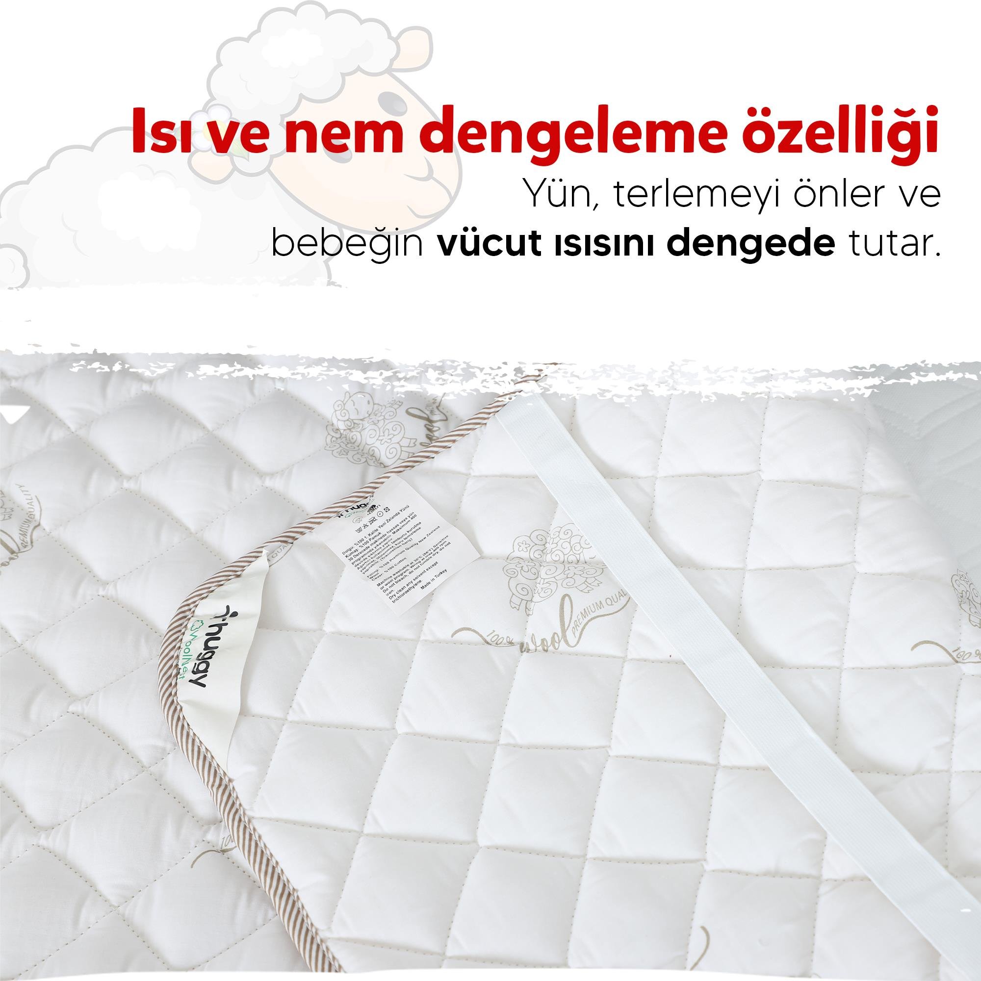 Huggy %100 Yeni Zelenda Kuzu Yünü %100 Pamuk Kumaş 70x110 Bebek Yatak Pedi