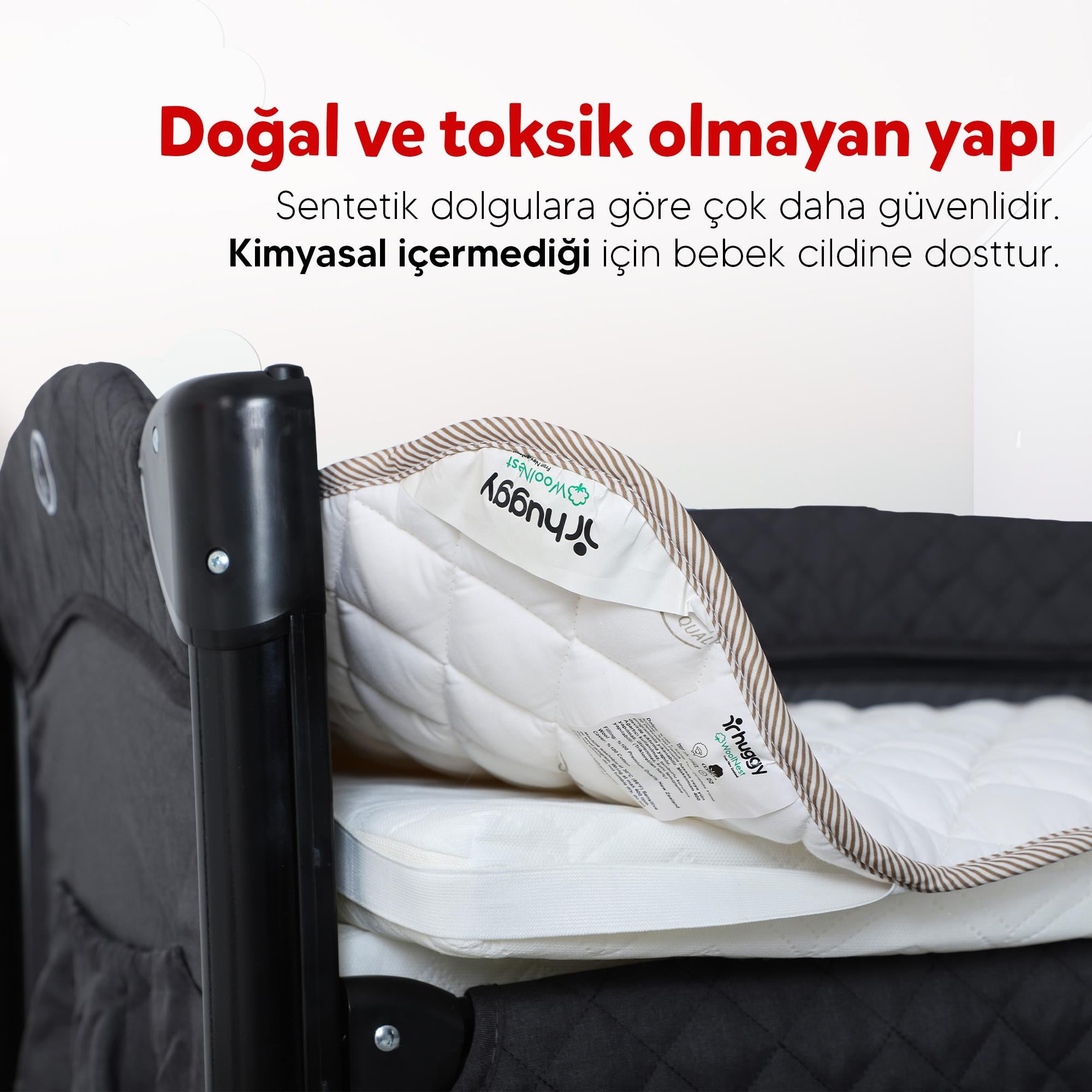 Huggy %100 Yeni Zelenda Kuzu Yünü %100 Pamuk Kumaş 70x110 Bebek Yatak Pedi