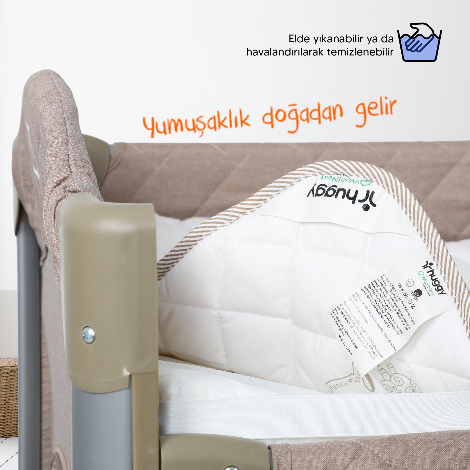 Huggy %100 Yeni Zelenda Kuzu Yünü %100 Pamuk Kumaş 70x110 Bebek Yatak Pedi