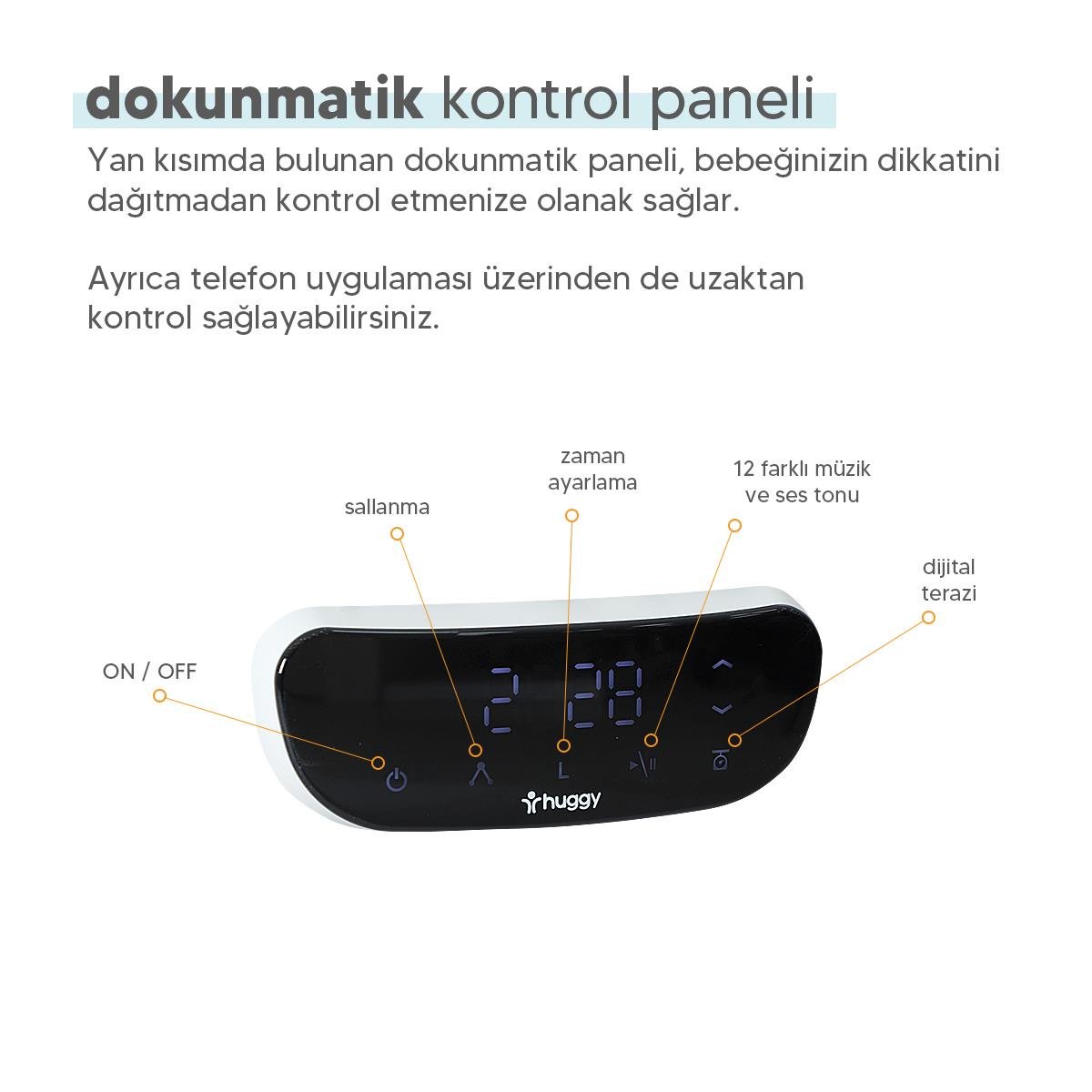 Huggy 4 in 1 Cozy Terazi Özellikli Bluetooth Müzikli Kumandalı Portatif Otomatik Sallanabilir Beşik