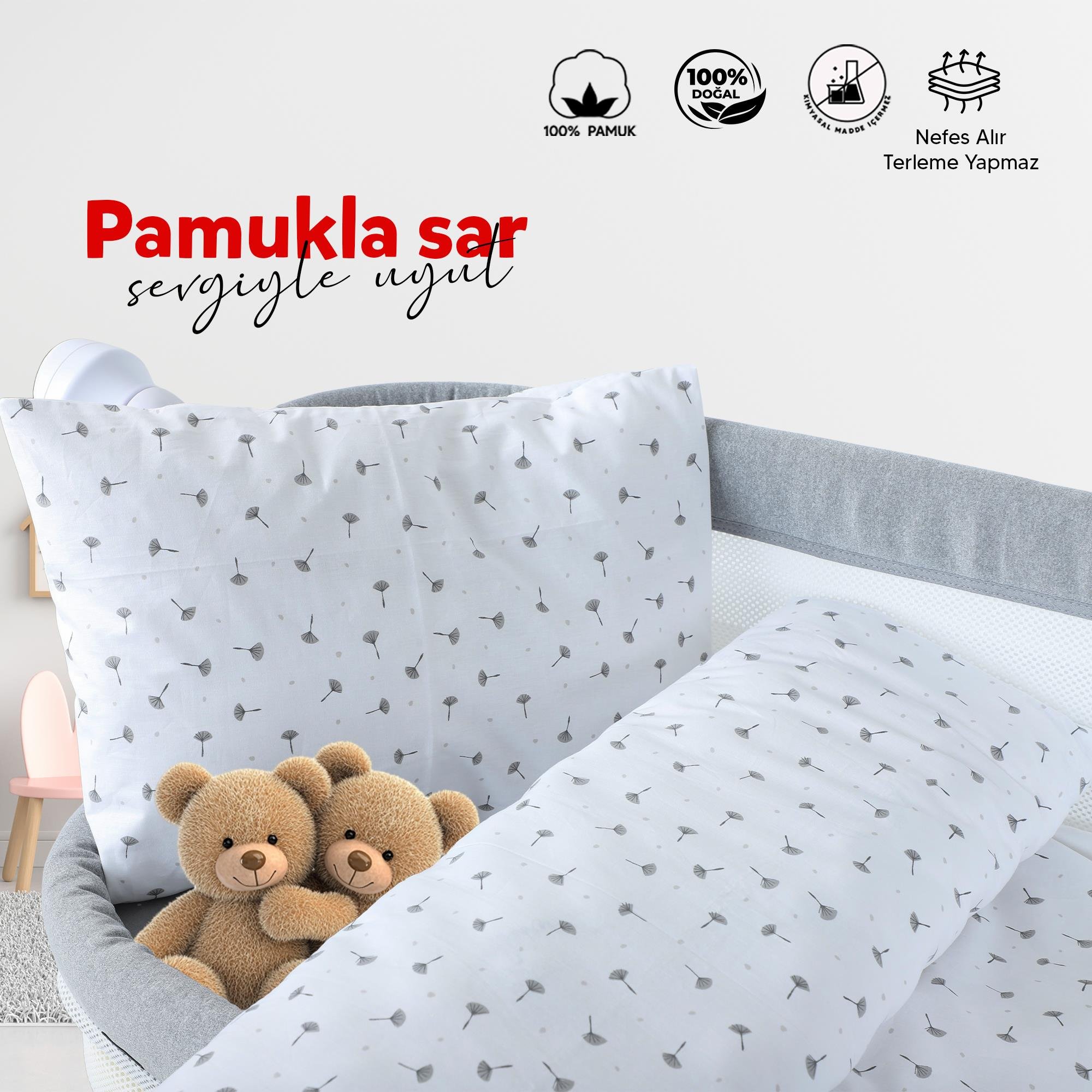 Huggy Moon 70X100 %100 Pamuk Bebek Nevresim Takımı
