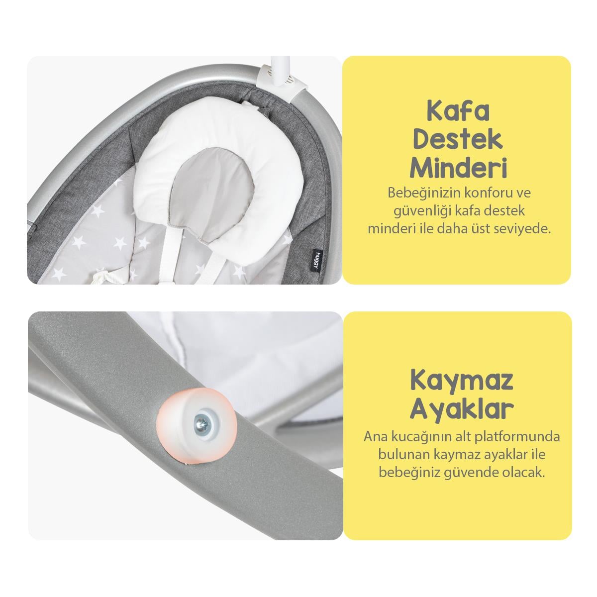 Huggy Nest Otomatik Sallanabilir Kumandalı Müzikli Elektrikli Anakucağı