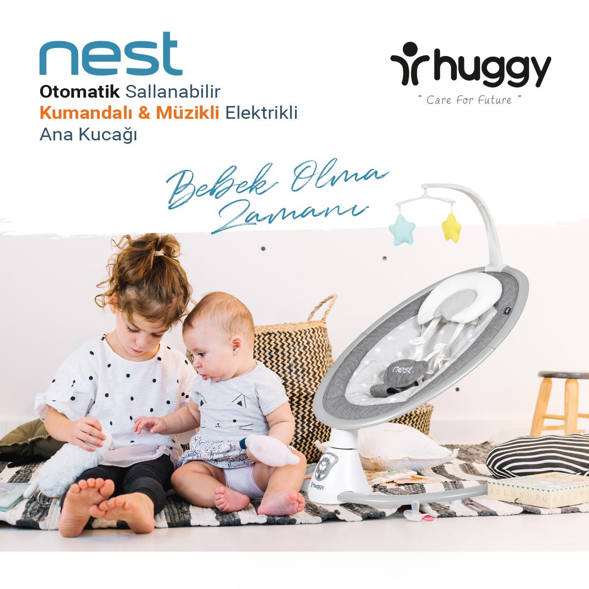 Huggy Nest Otomatik Sallanabilir Kumandalı Müzikli Elektrikli Anakucağı