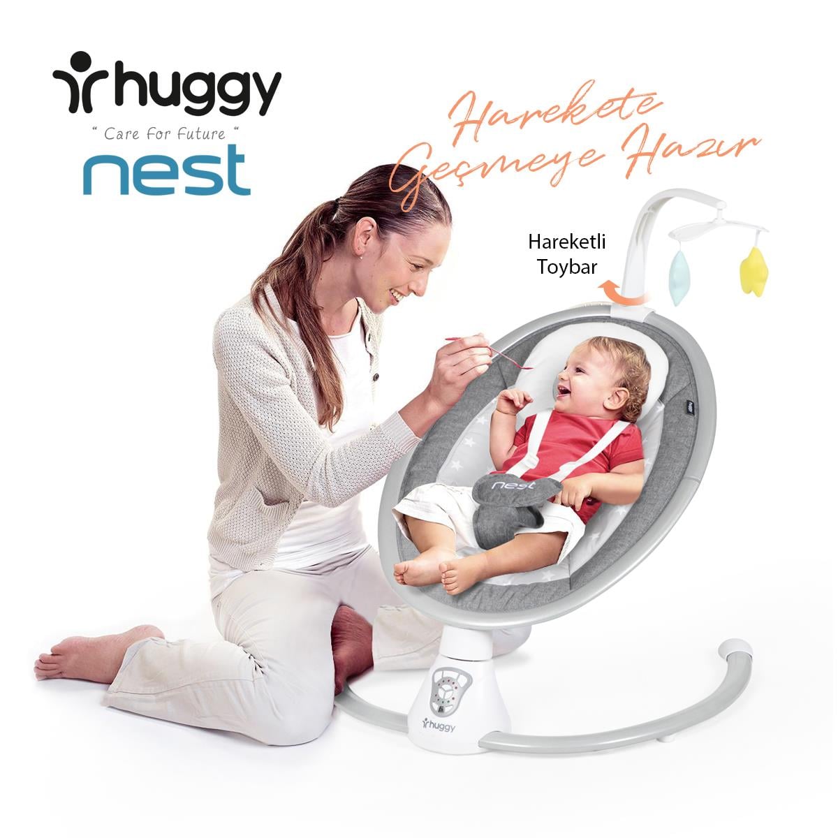 Huggy Nest Otomatik Sallanabilir Kumandalı Müzikli Elektrikli Anakucağı