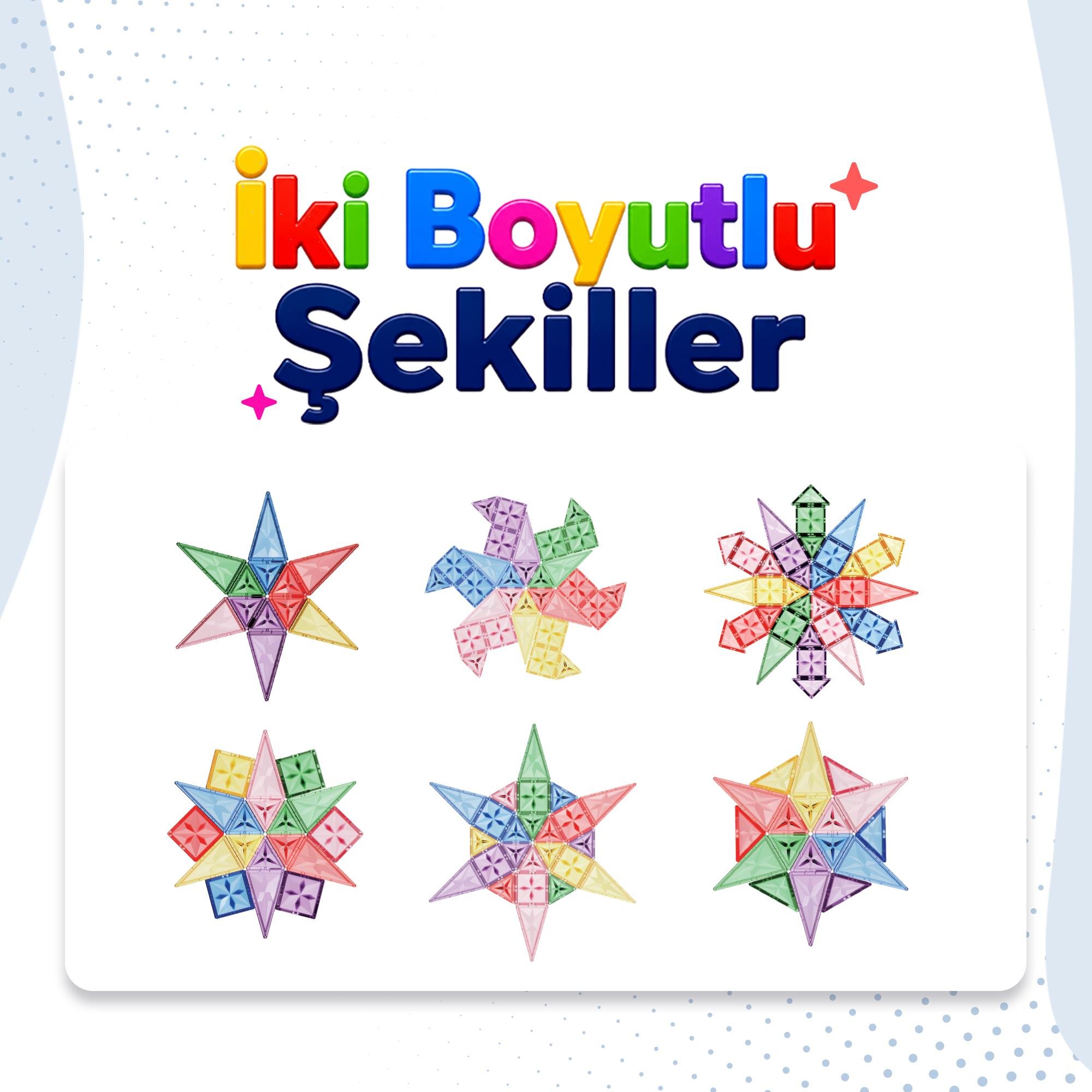 Manyetik Puzzle 104 Parça Yapı Blokları + 2 Araba