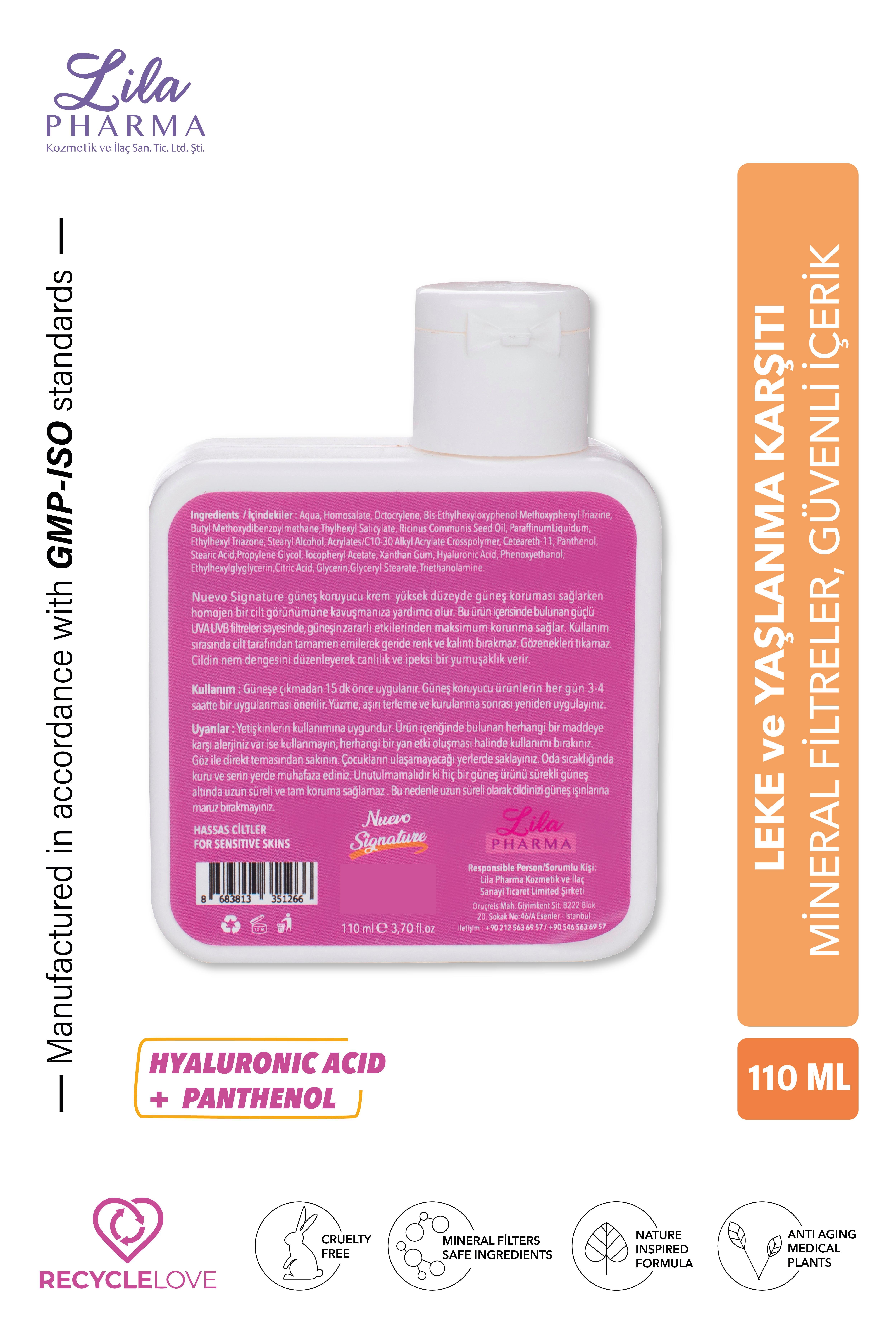 3 Adet Nuevo Signature Spf 50+ Mineral Filtre Yüksek Koruyucu Güneş Kremi 110 Ml Yüz, Boyun, Dekolte