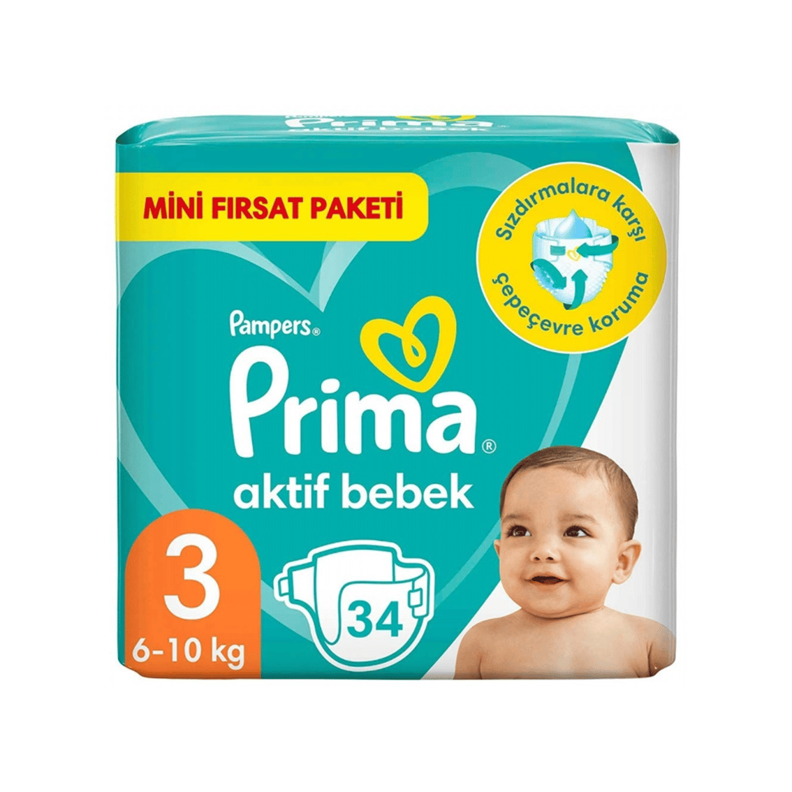Aktif Bebek 3 Beden Bebek Bezi 34'lü Mini Fırsat Paketi