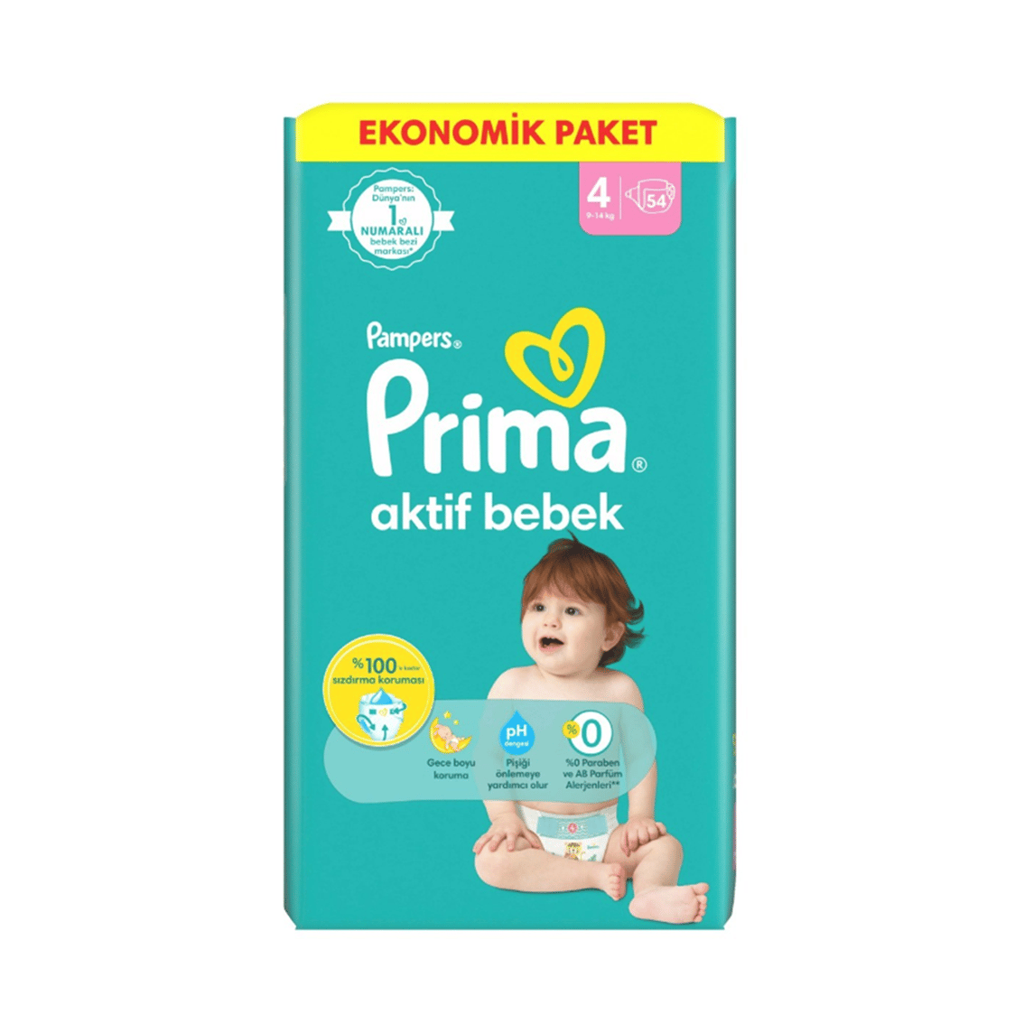 Aktif Bebek 4 Beden Bebek Bezi 54'lü Ekonomik Fırsat Paketi