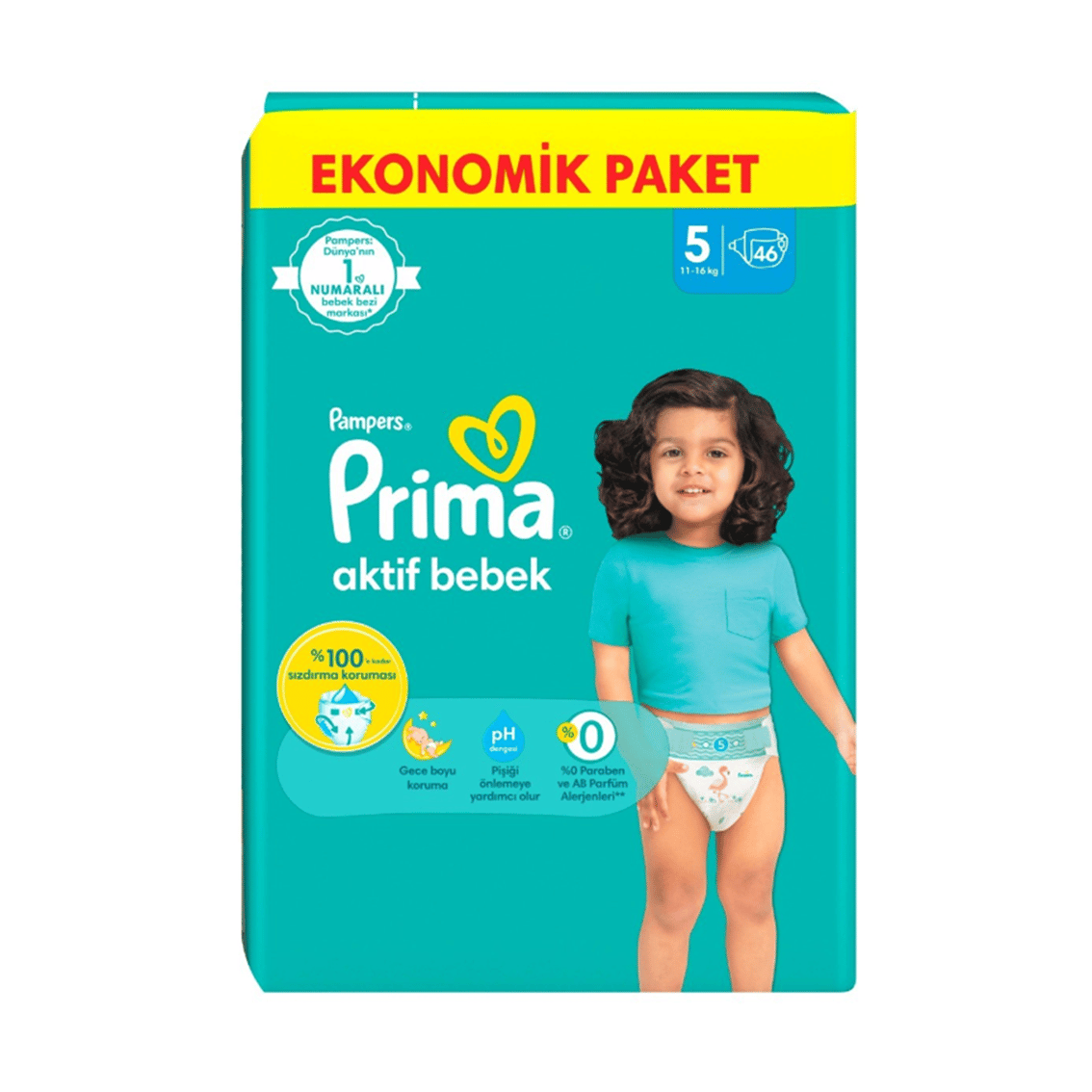 Aktif Bebek 5 Beden Bebek Bezi 46'lı Ekonomik Fırsat Paketi