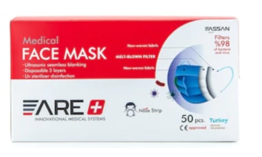 ARE 3 KATLI MASKE 50 Lİ BEYAZ PAKET