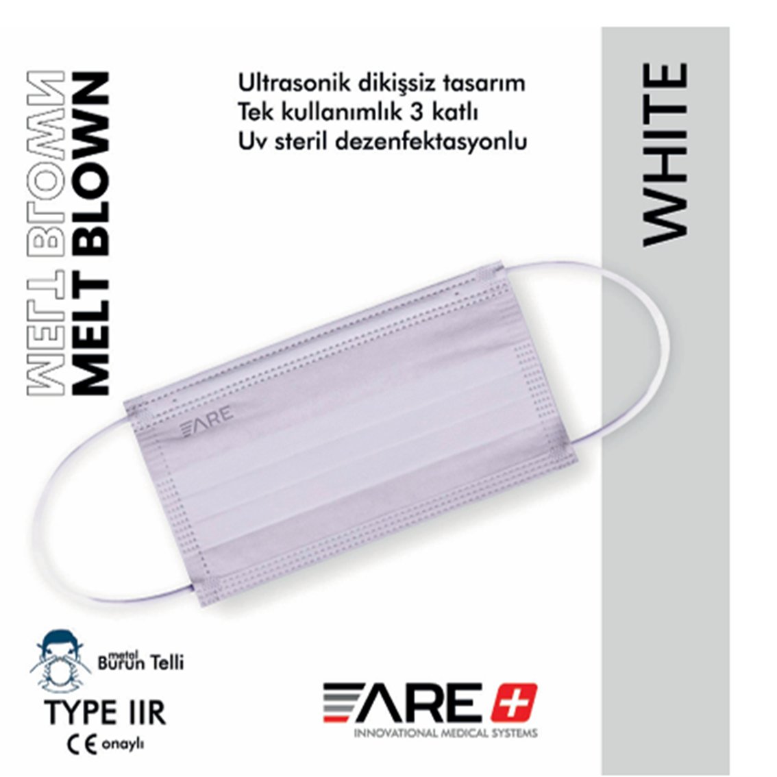 ARE 3 KATLI MASKE 50 Lİ BEYAZ PAKET