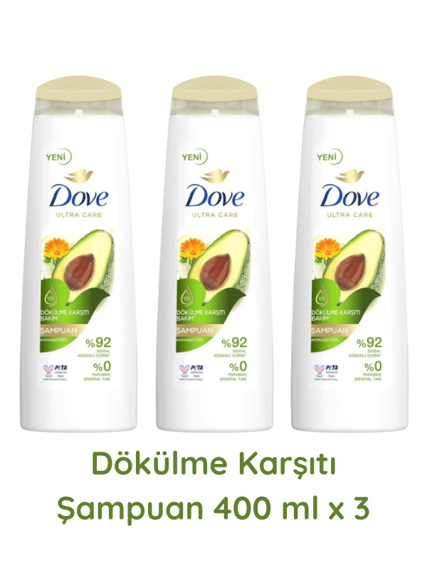 Dove Dökülme Karşıtı Avakado Özü Şampuan 400 Ml x 3 Adet