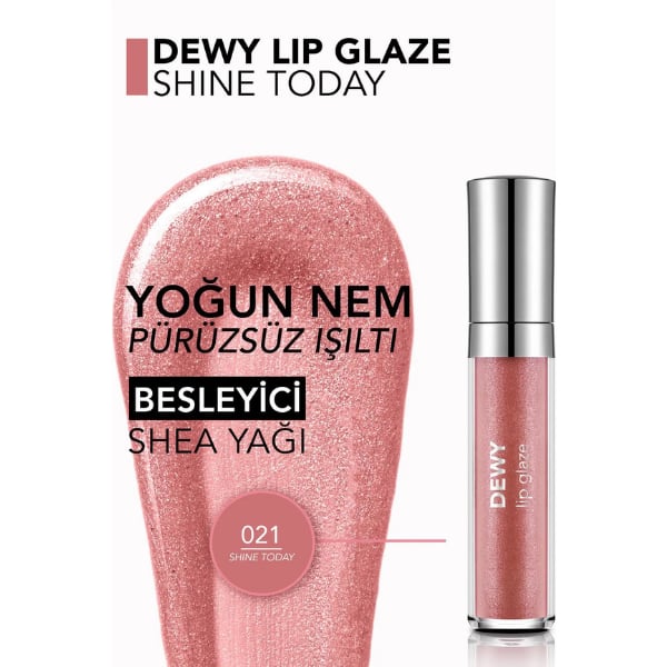 Flormar Dewy Lip Glaze Parlak & Dolgun Görünüm Veren Yapışmayan Dudak Parlatıcısı - 021 Shine Today