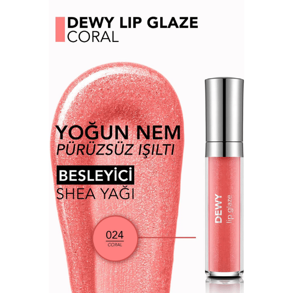 Flormar Dewy Lip Glaze Parlak & Dolgun Görünüm Veren Yapışmayan Dudak Parlatıcısı - 024 Coral