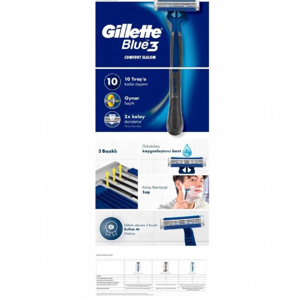 GILLETTE BLUE III COMFORT SLALOM 3'LÜ POŞET